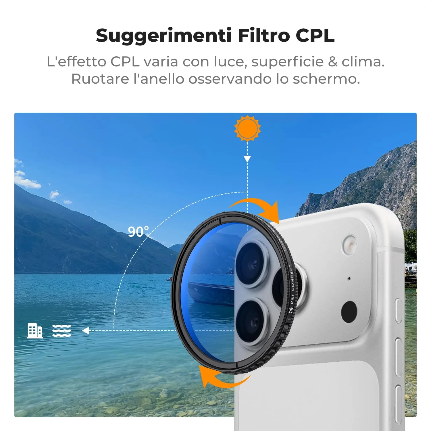 K&F Concept Filtro CPL 52mm Smartphone Clip-on