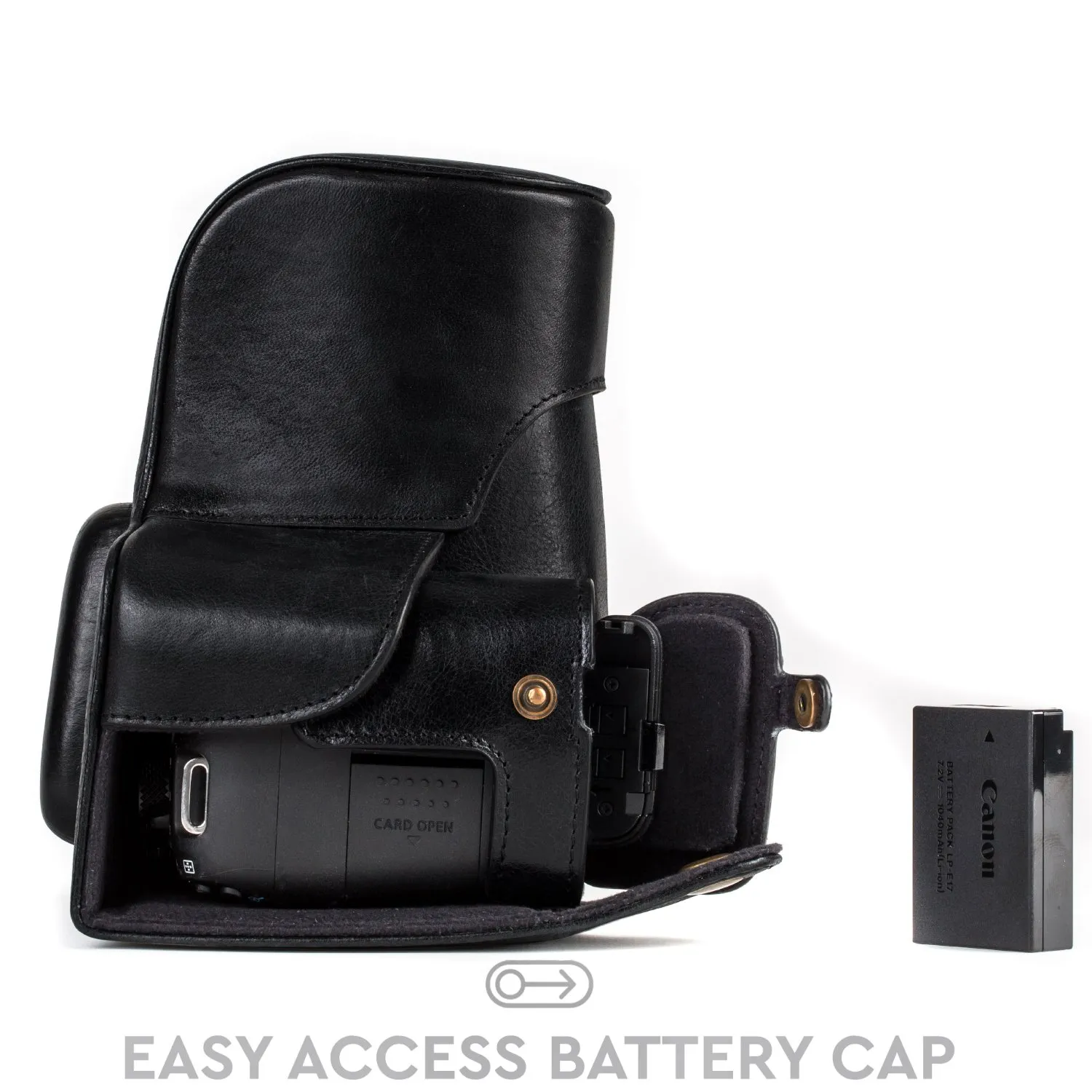 MegaGear Ever Ready custodia reflex Canon 800D vera pelle nera