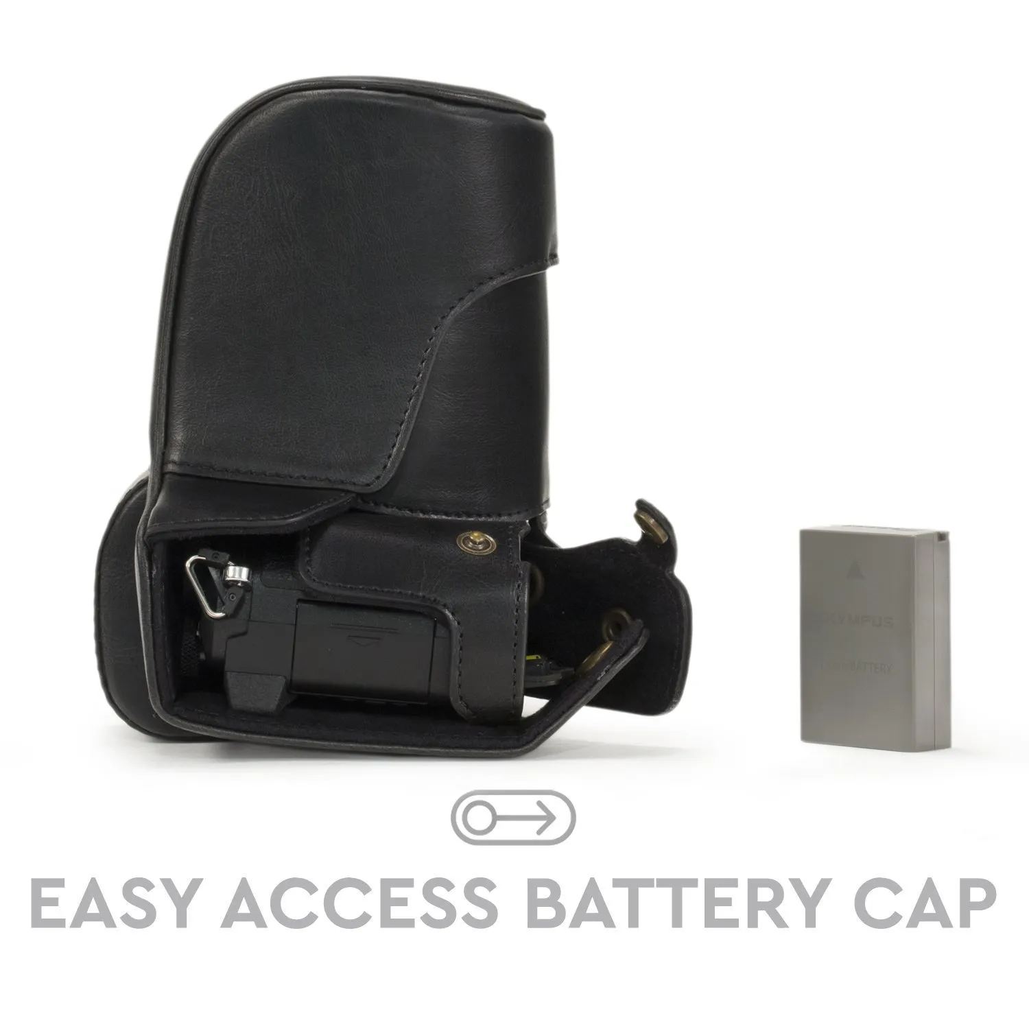 MegaGear Ever Ready custodia E-M5 Mark II nera pelle PU
