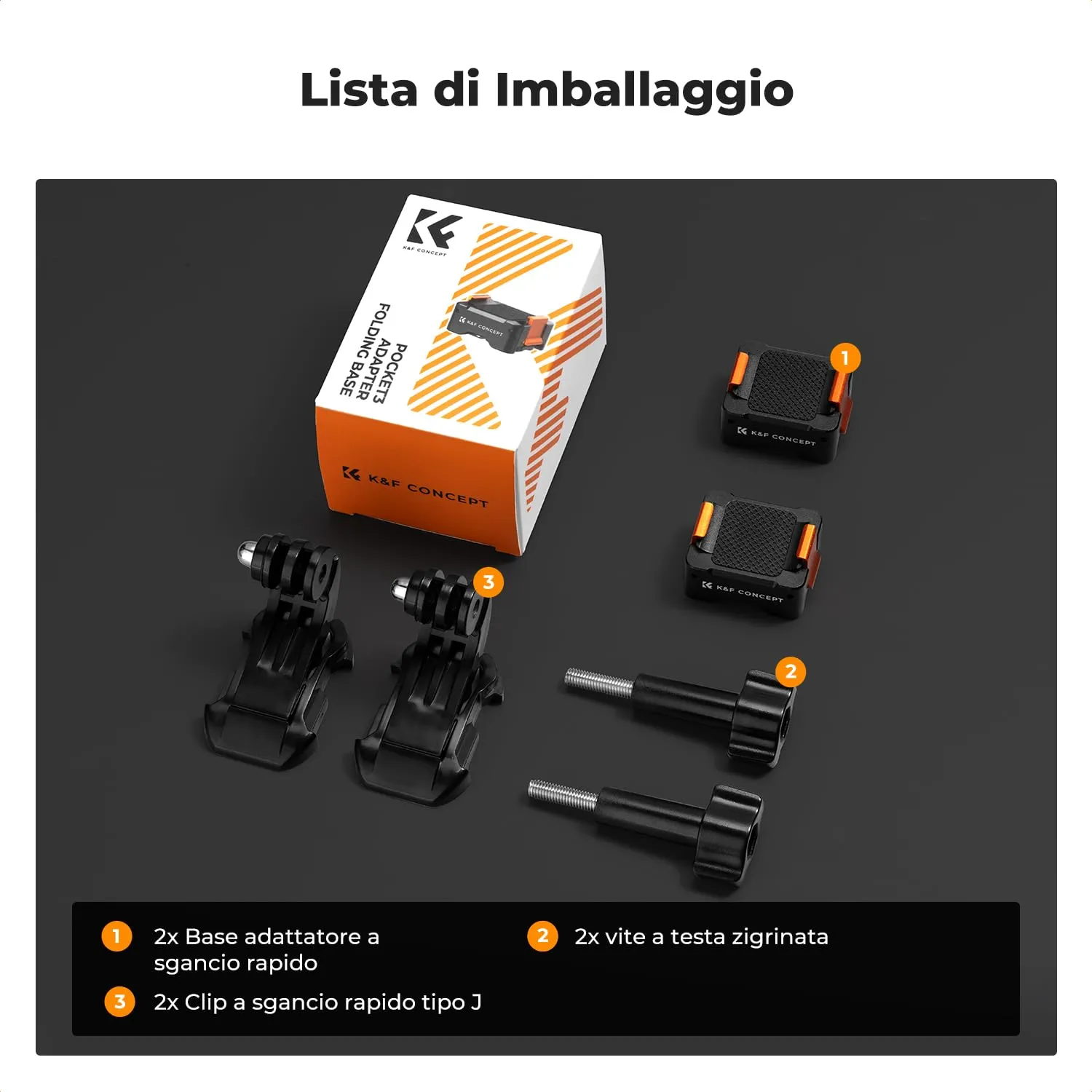 K&F Concept Supporto Pocket 3 Sgancio Rapido 2 Pezzi Arca