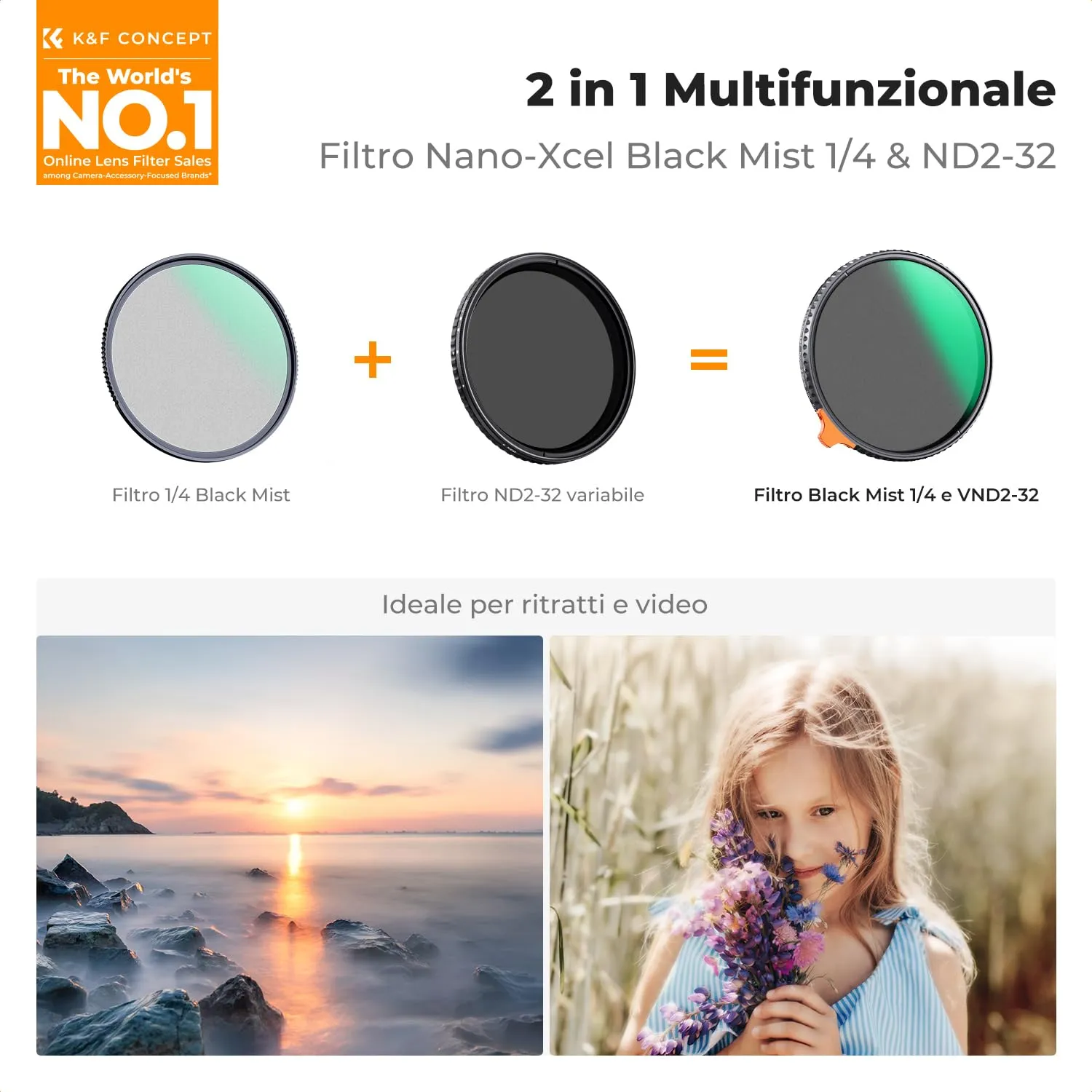 K&F Concept Nano-Xcel filtro ND2-32 Black Mist 82mm