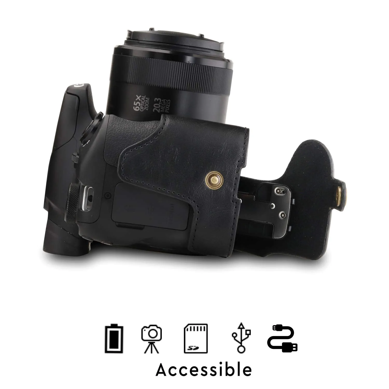 MegaGear Ever Ready custodia ecopelle Canon SX70 HS half-case