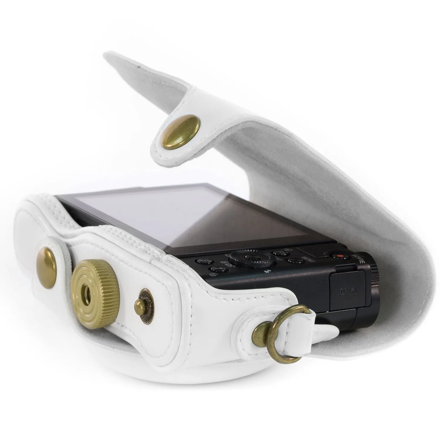 MegaGear Ever Ready DSC-WX500 custodia ecopelle bianca
