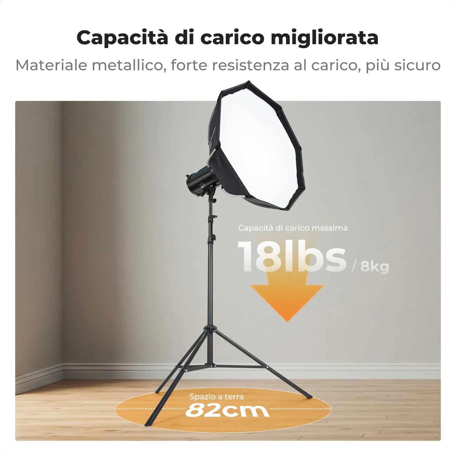 K&F Concept Stativo Luce Treppiede 280cm 1/4" con Custodia