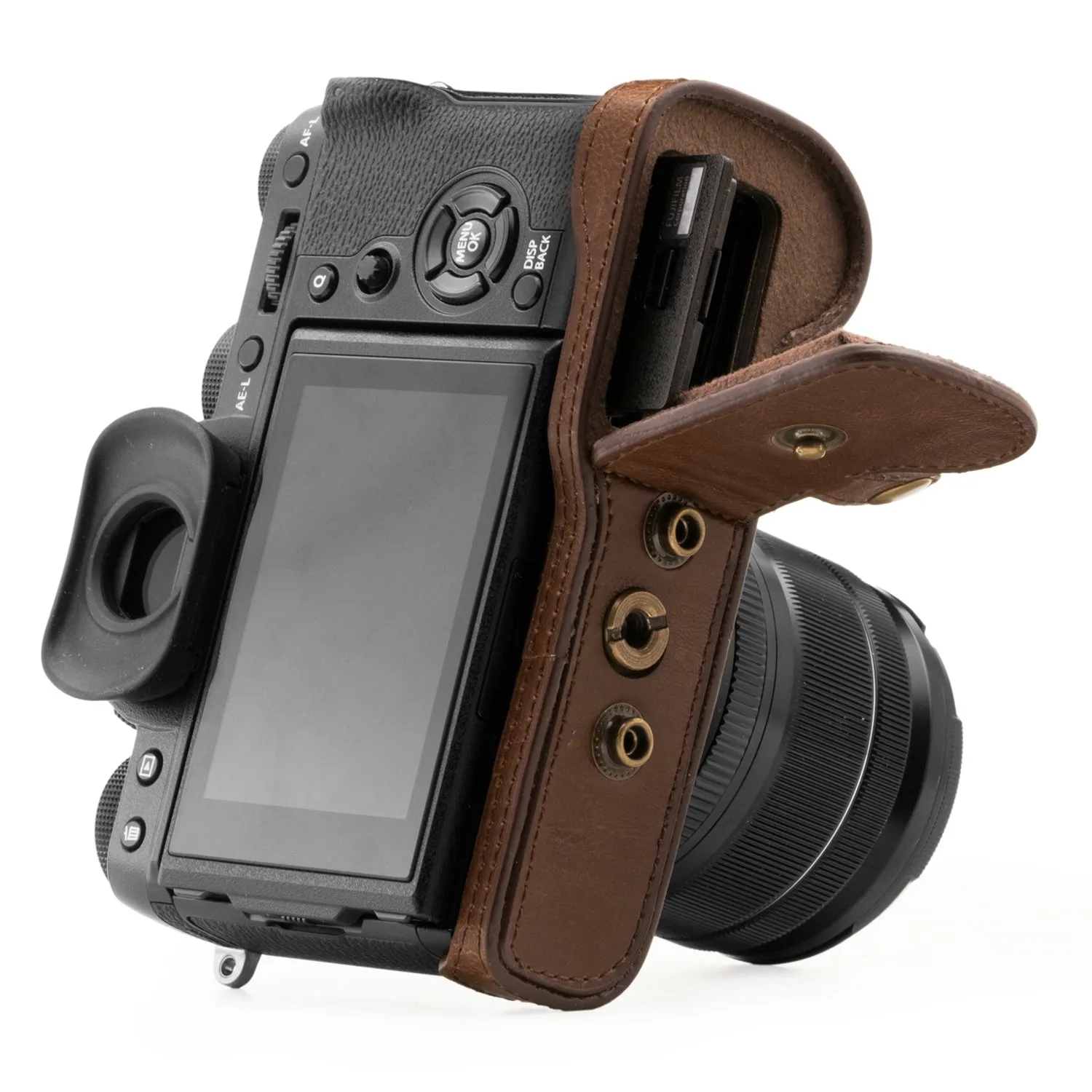 MegaGear MG871 custodia pelle Fujifilm X-T2 marrone scuro