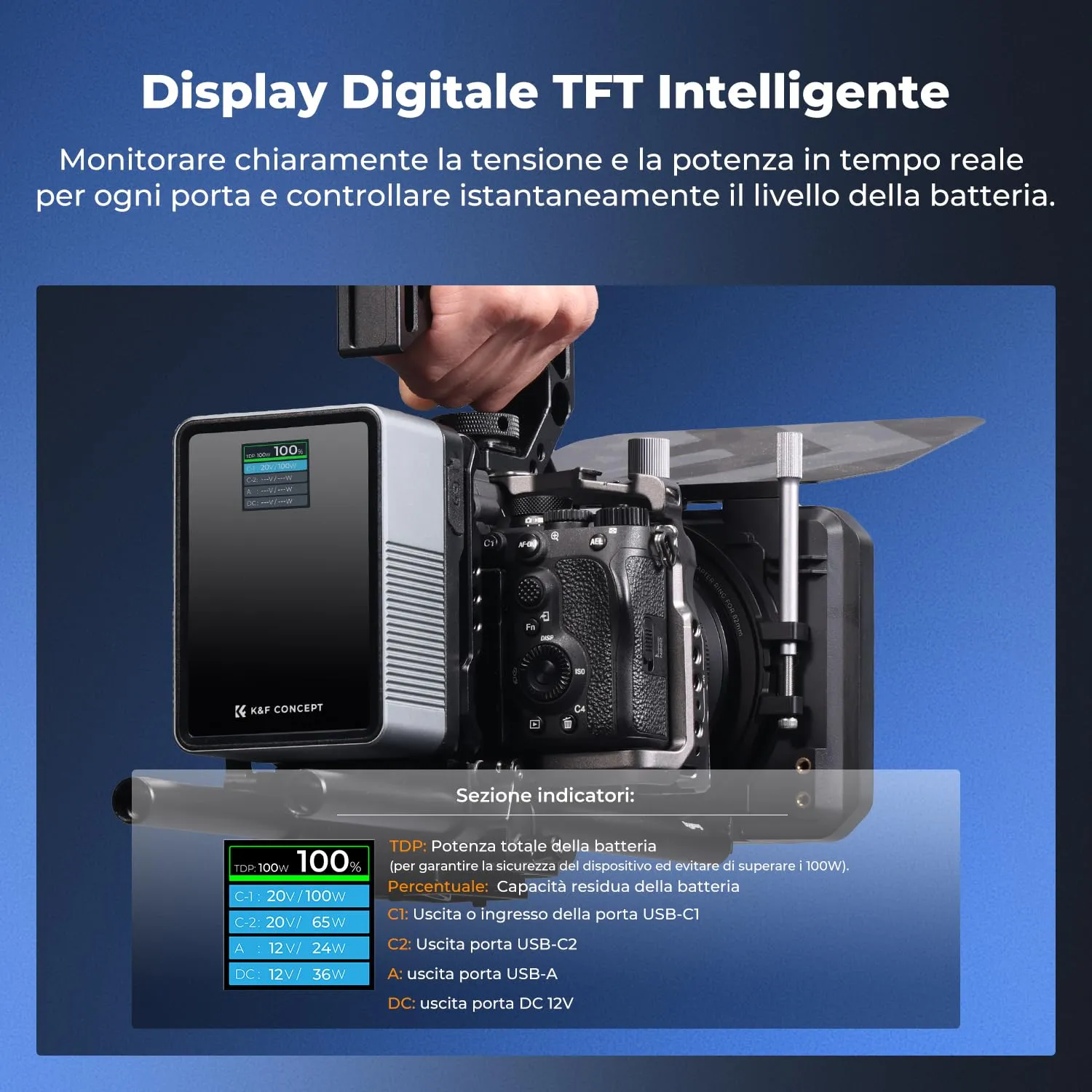 K&F Concept V-Mount 99Wh Mini batteria nera 14,8V video