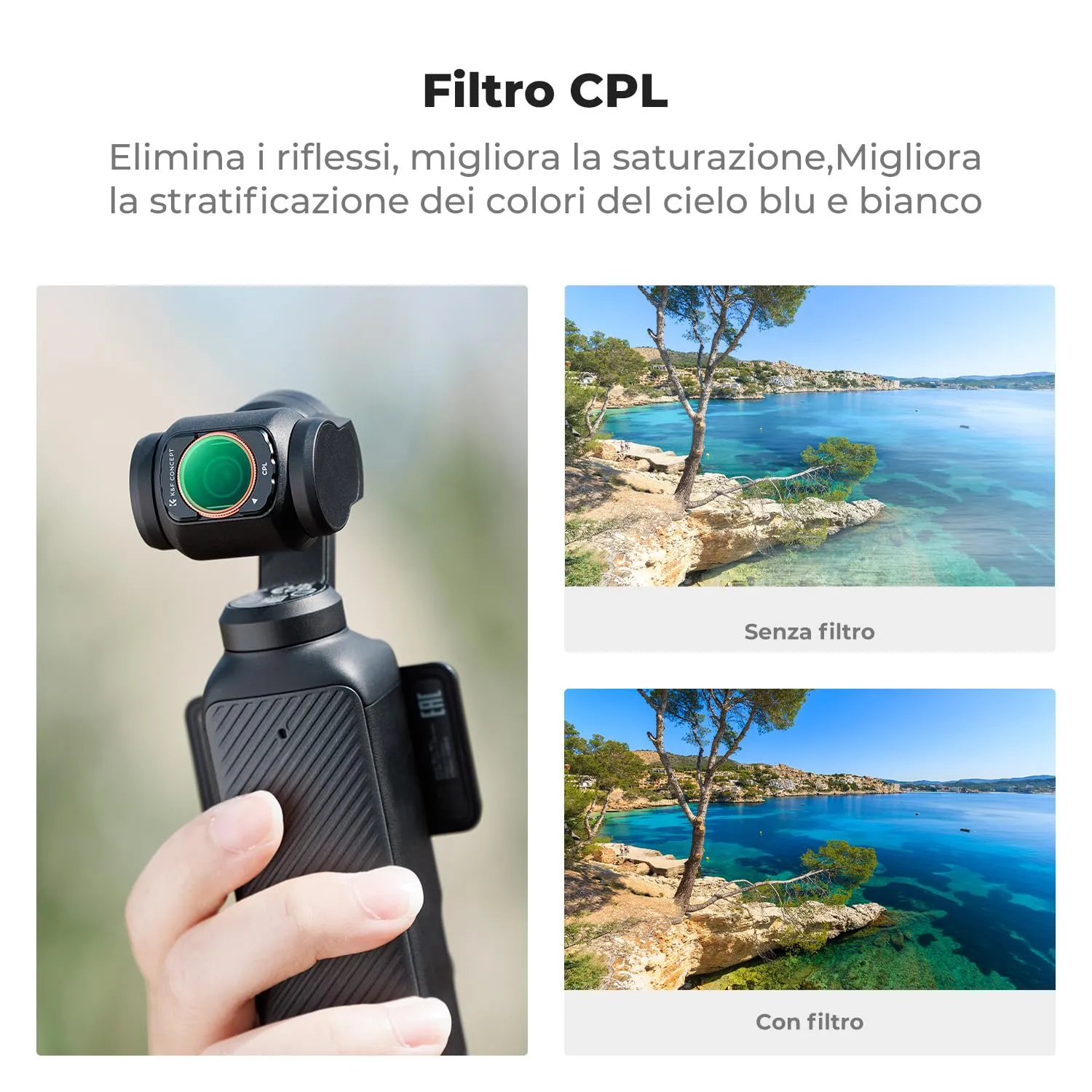 K&F Concept kit filtri magnetici Osmo Pocket 3/4 CPL + ND2-32 + Black Mist 1/4
