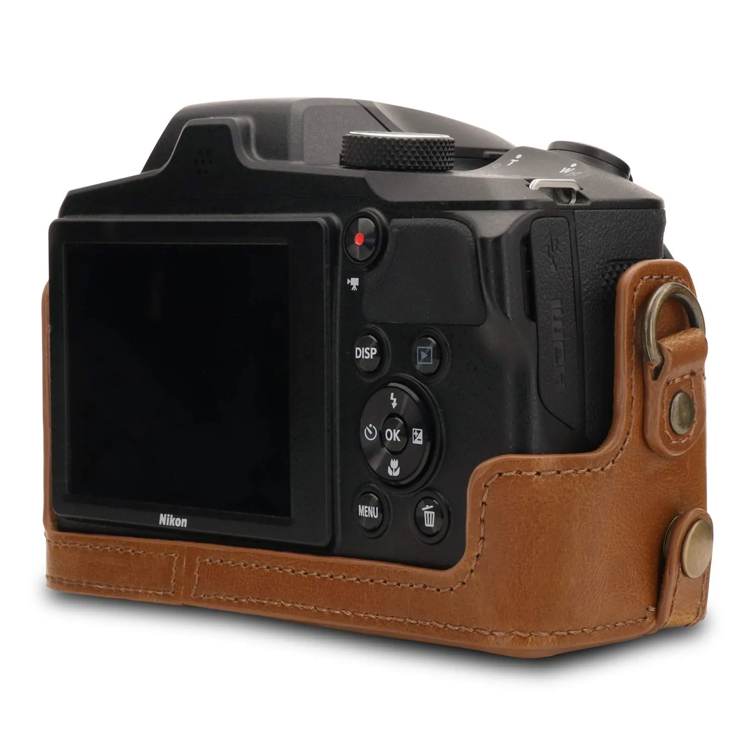 MegaGear custodia Nikon Coolpix B600 marrone chiaro ecopelle