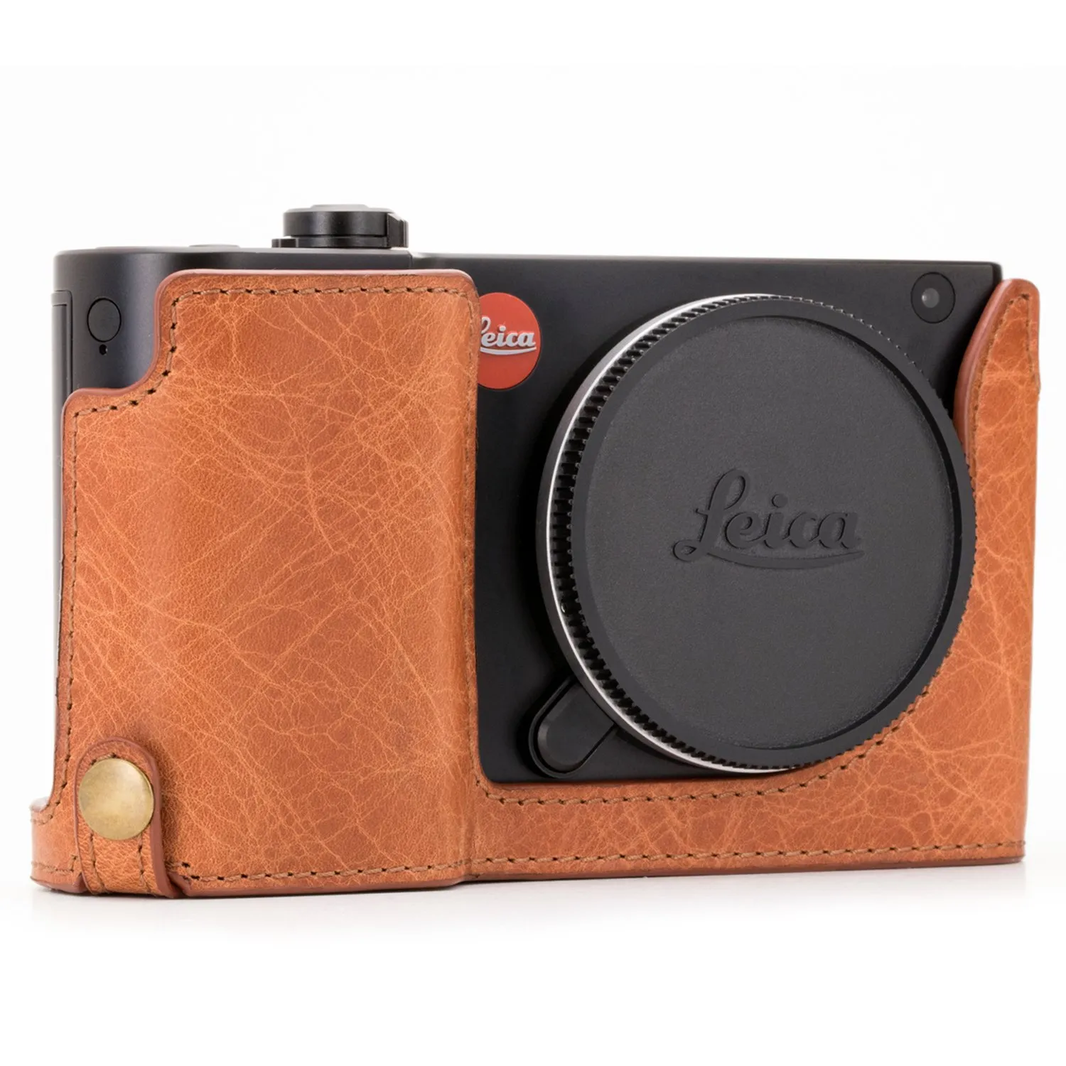 MegaGear Leica TL2-TL mezza custodia pelle marrone scuro