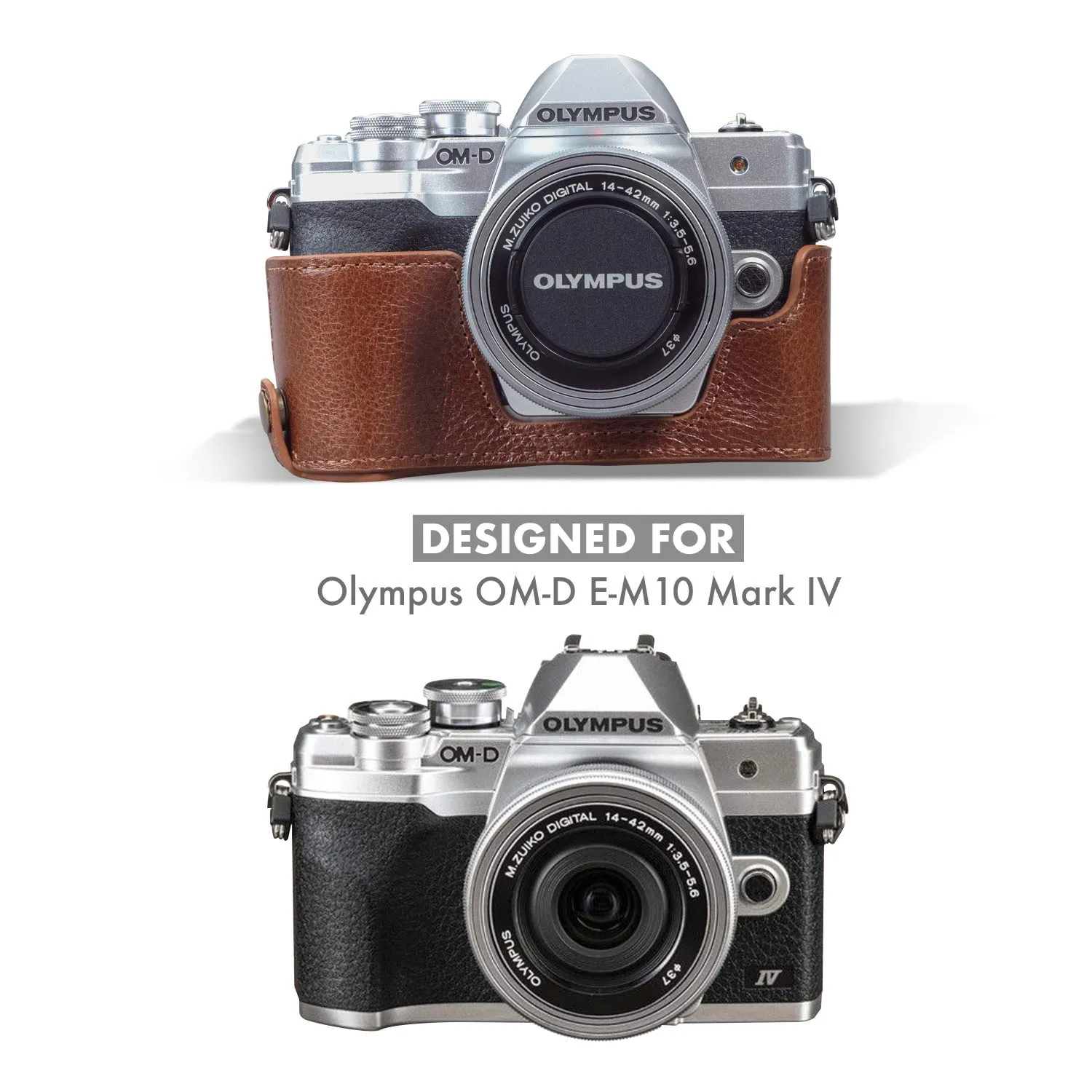 MegaGear Ever Ready mezza custodia pelle Olympus E-M10 IV marrone