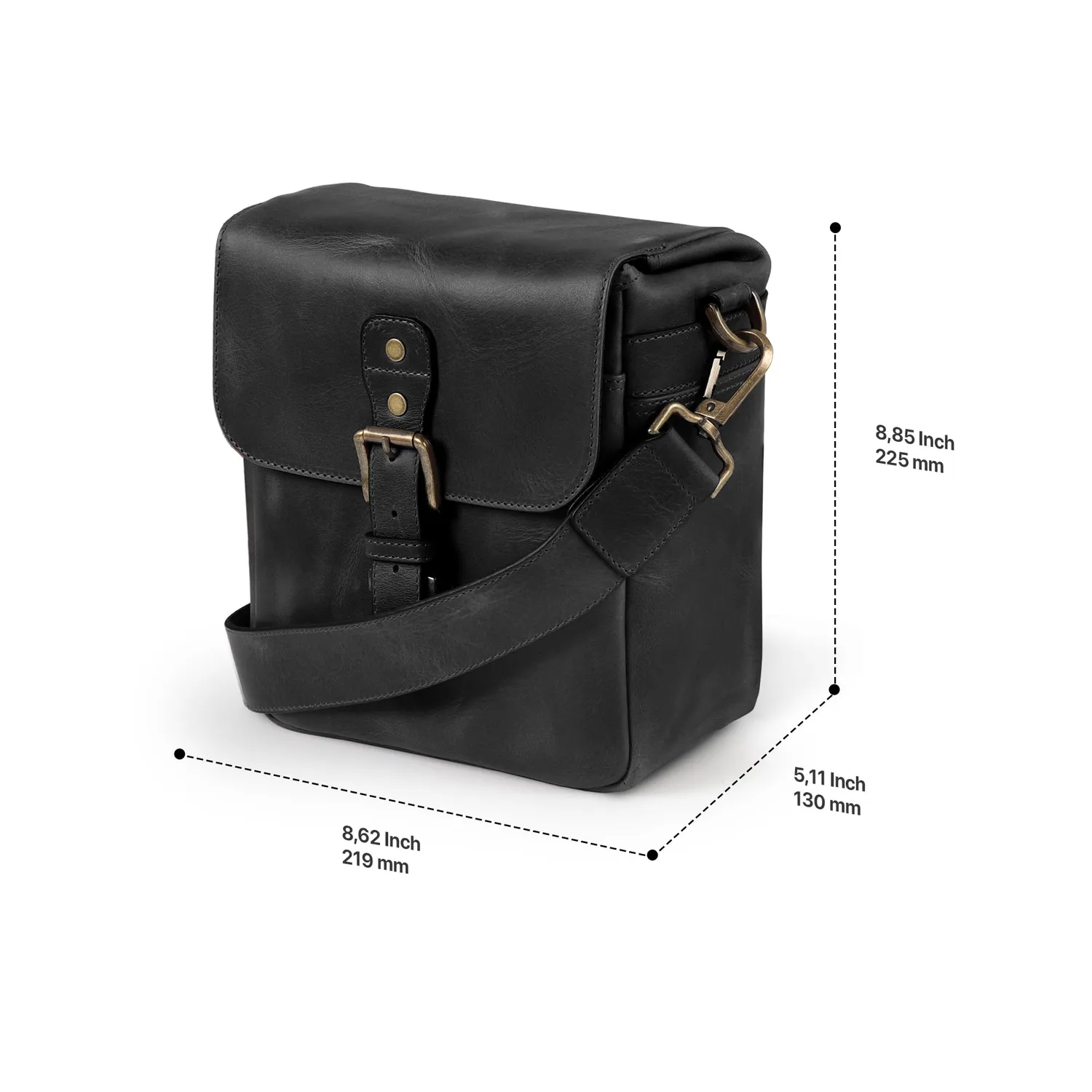 MegaGear Messenger Verticale Borsa Fotocamera Pelle Nera