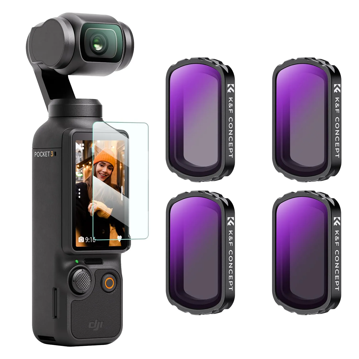 K&F Concept kit filtri magnetici Osmo Pocket 3/4 CPL + ND2-32 + Black Mist 1/4