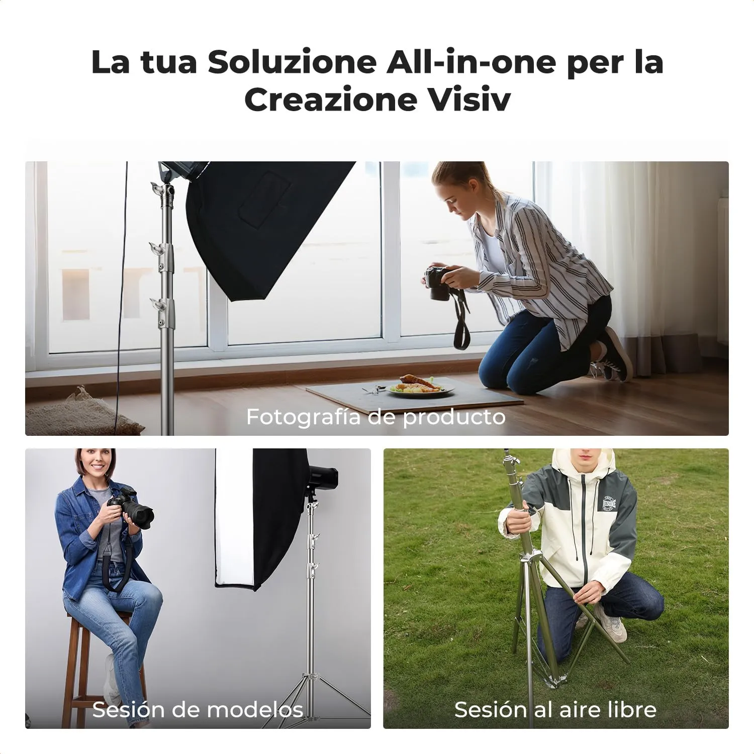 K&F Concept Stativo Luce 2,8m Acciaio 10kg con Molla