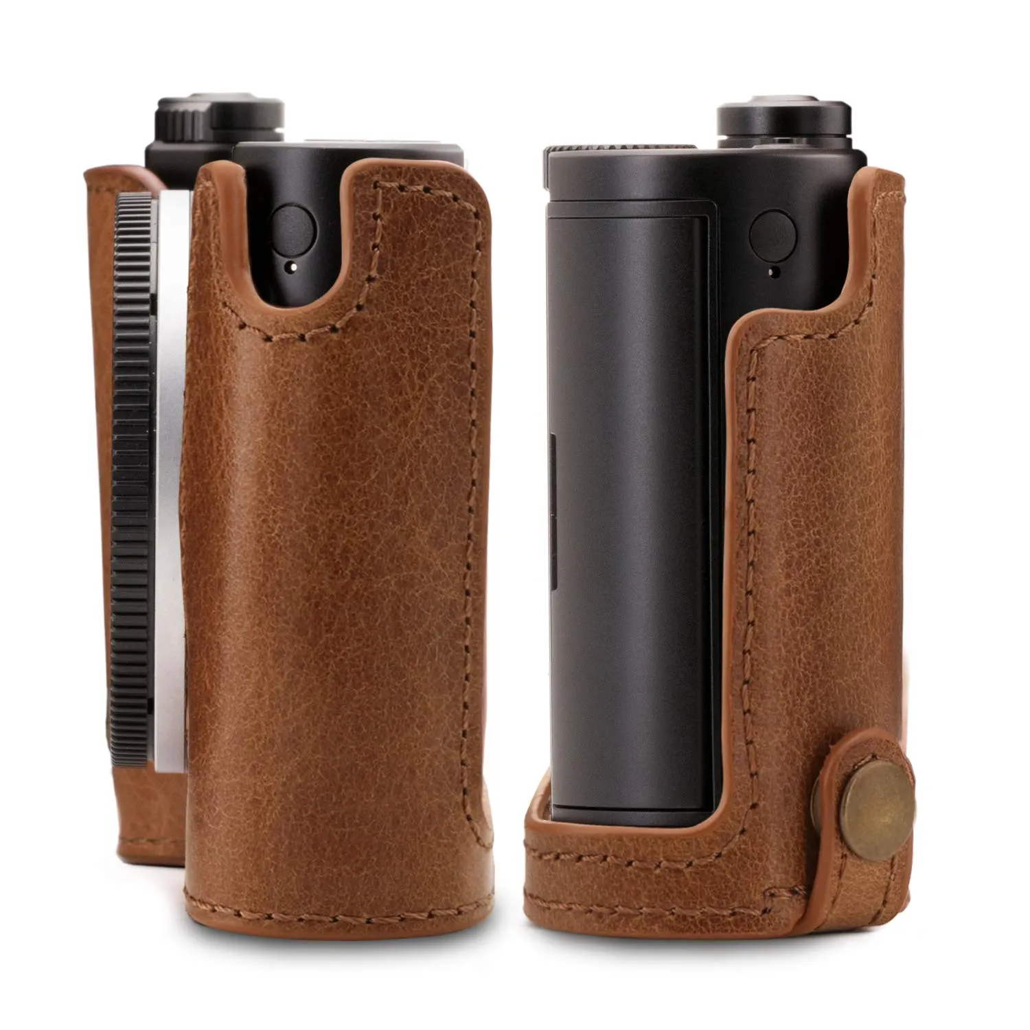 MegaGear Leica TL2-TL mezza custodia pelle marrone scuro