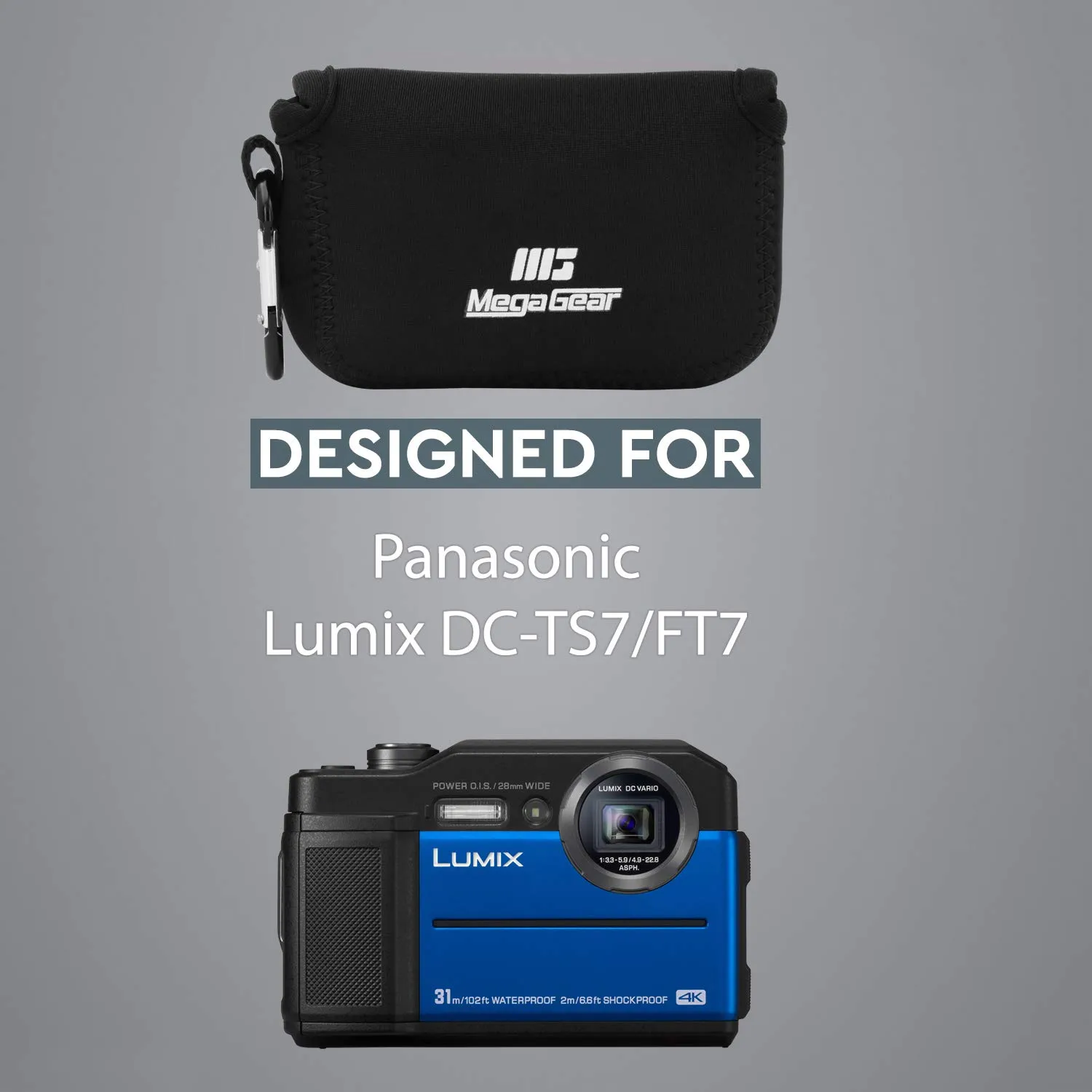 MegaGear Lumix DC-TS7 Custodia Neoprene Nero