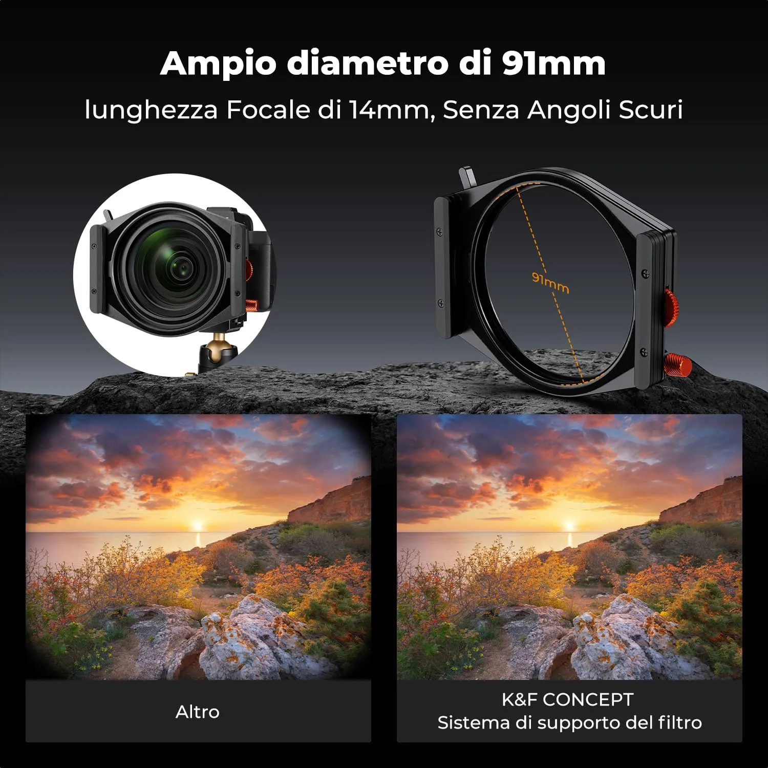 K&F Concept Nano-X Pro kit porta filtri quadrati 95mm vetro