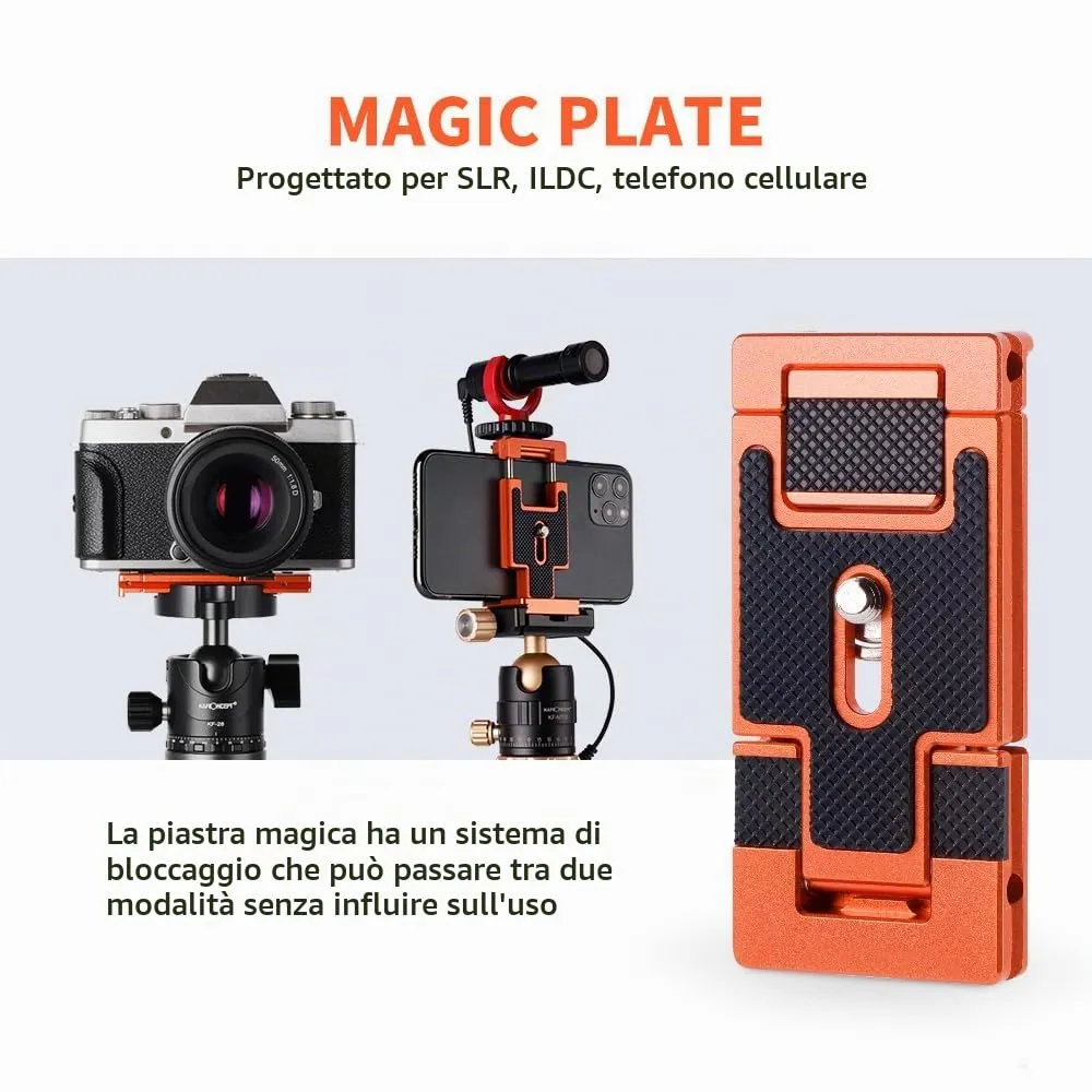 K&F Concept Piastra Rapida 2in1 Arca-Swiss con Supporto Cellulare