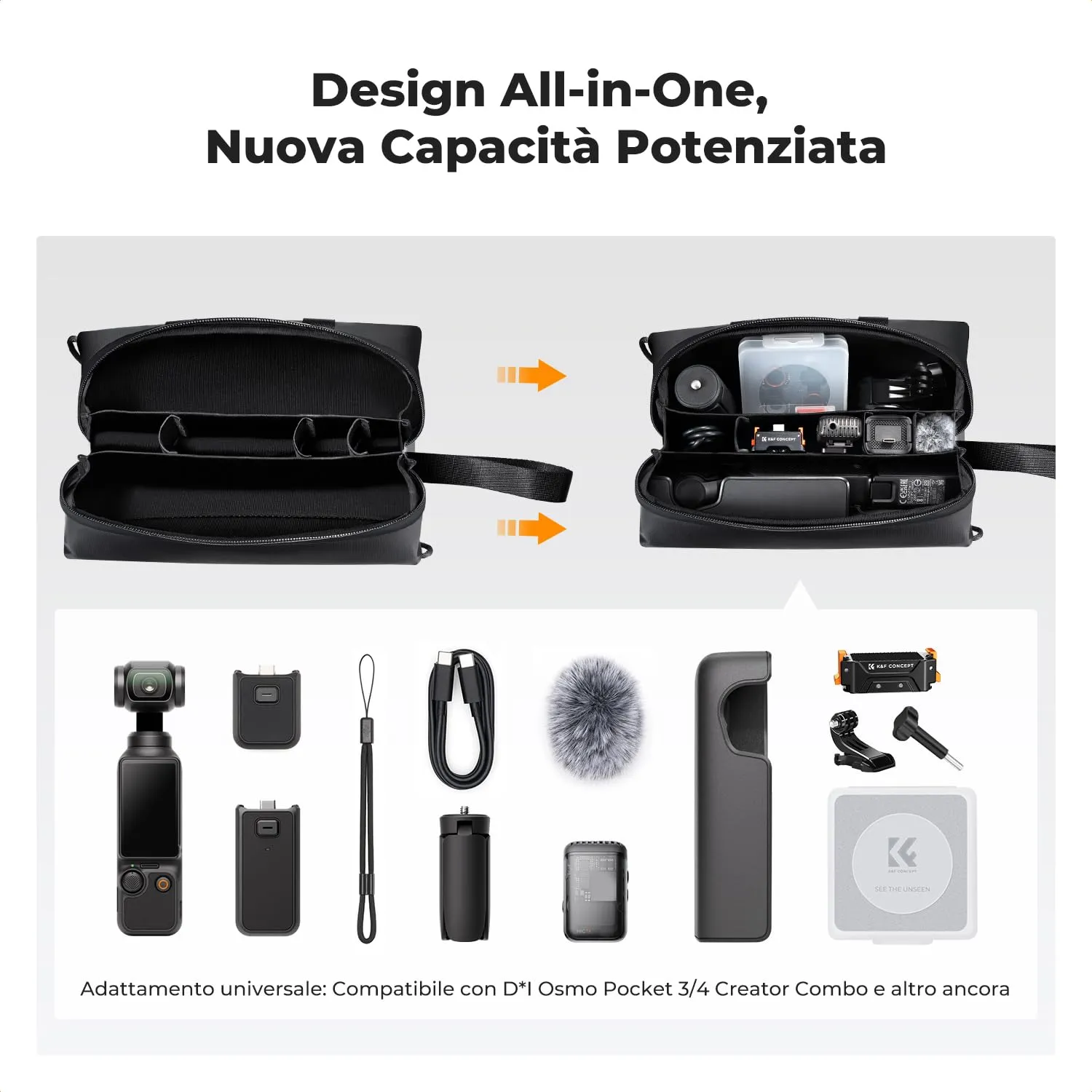 Concept borsa trasporto DJI Osmo Pocket 3/4 Creator nera