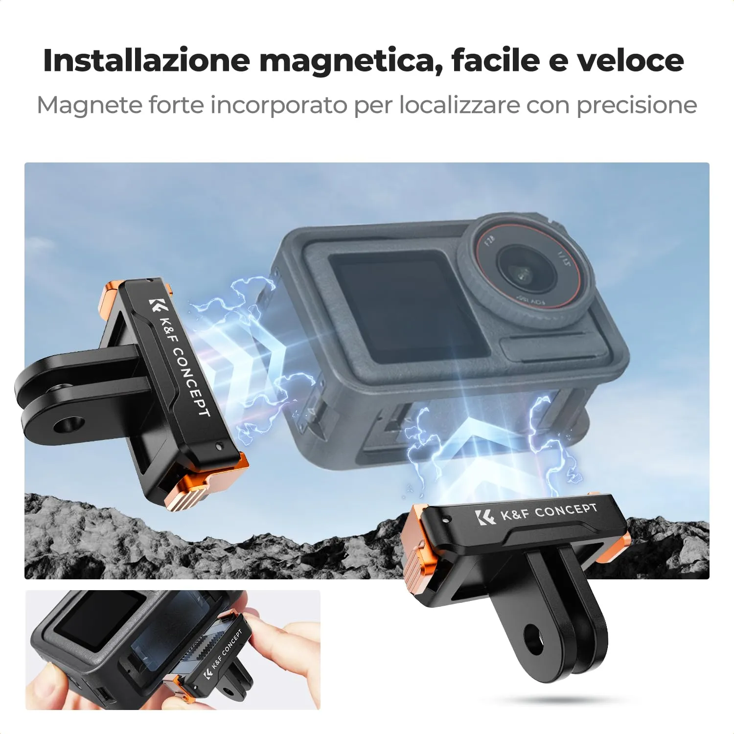 K&F Concept adattatore magnetico action cam DJI Osmo 2 pezzi