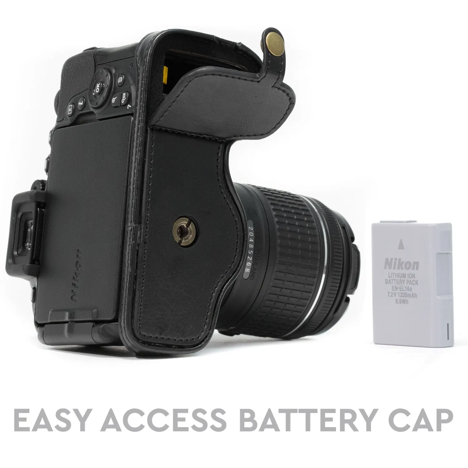MegaGear Ever Ready Mezza Custodia Pelle Nikon D5600 Nero
