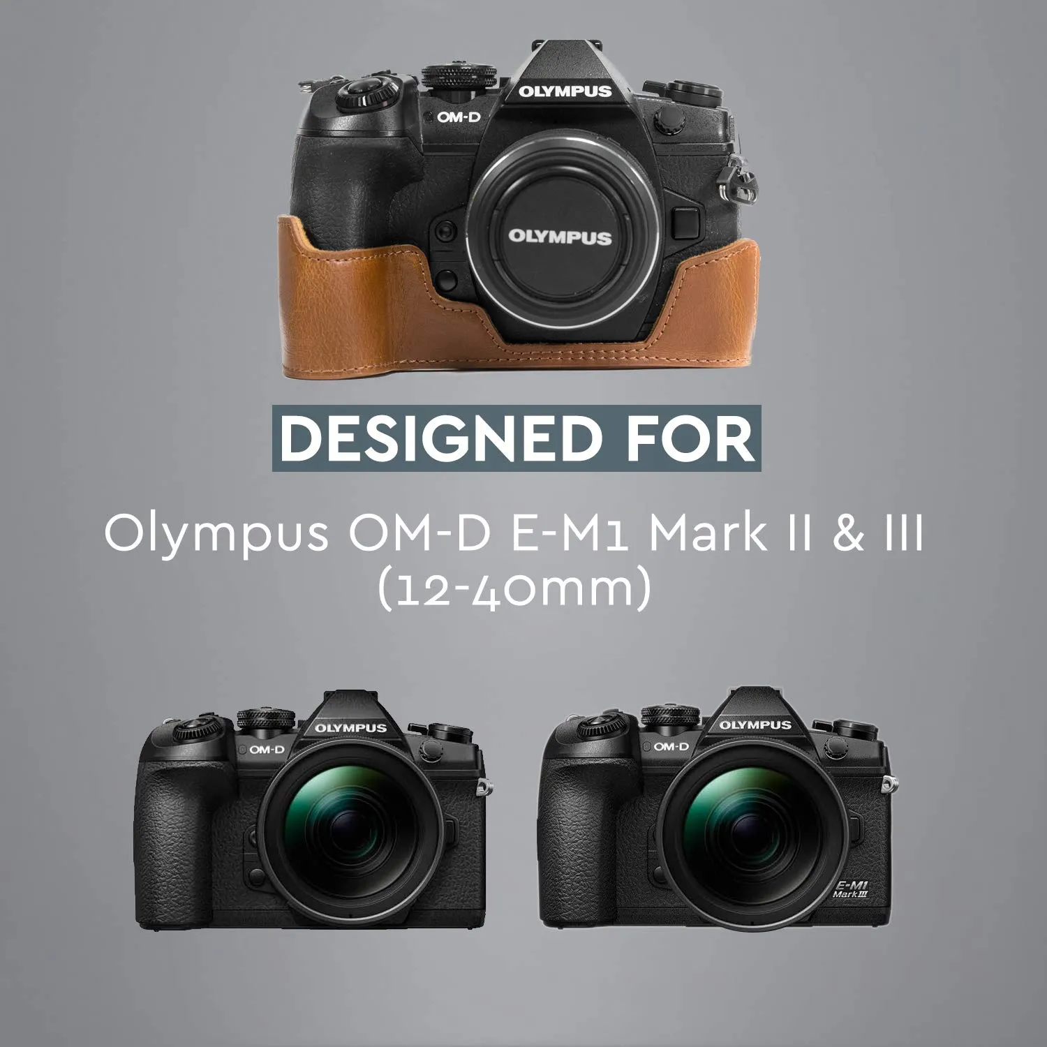 MegaGear Ever Ready Mezza Custodia Pelle Olympus OM-D E-M1 Nero