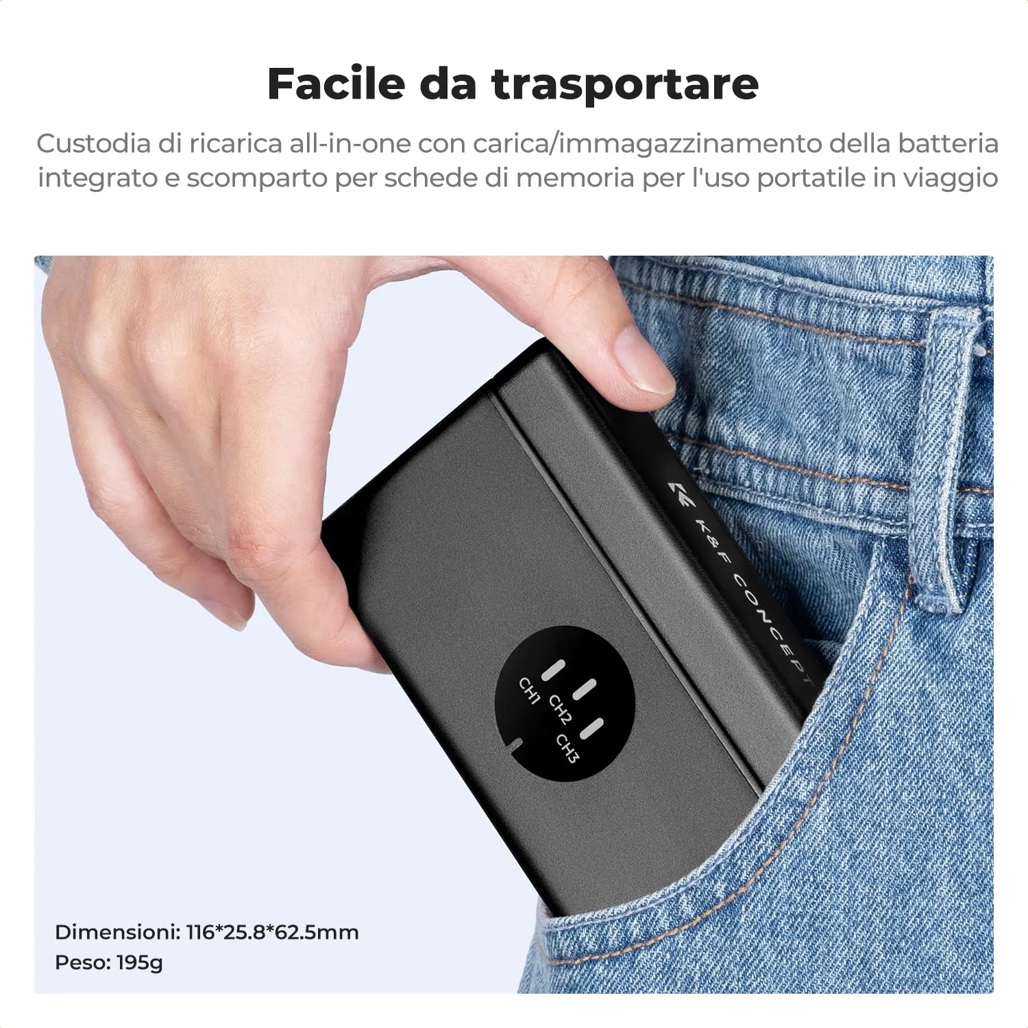 K&F Concept Hero 13 Batterie Enduro 2100mAh Kit 3+Caricatore