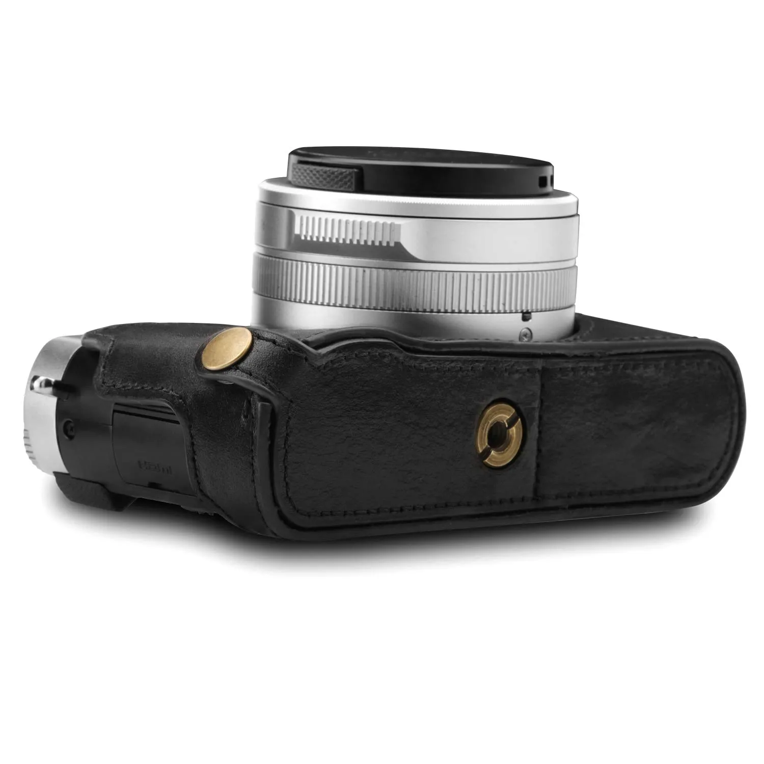 MegaGear Custodia Vera Pelle Leica D-Lux 7 Nera Su Misura