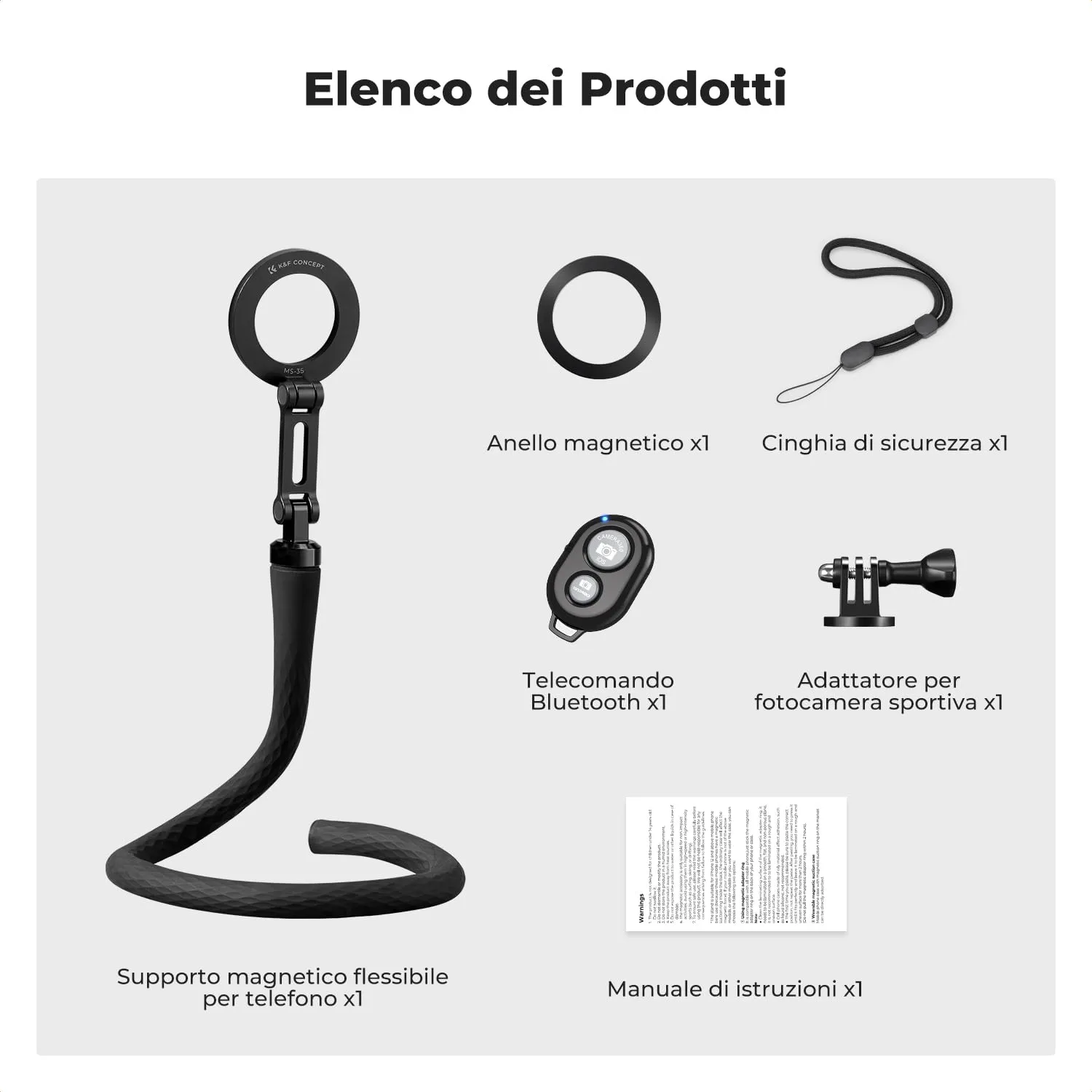 K&F Concept treppiede octopus magnetico smartphone 60cm