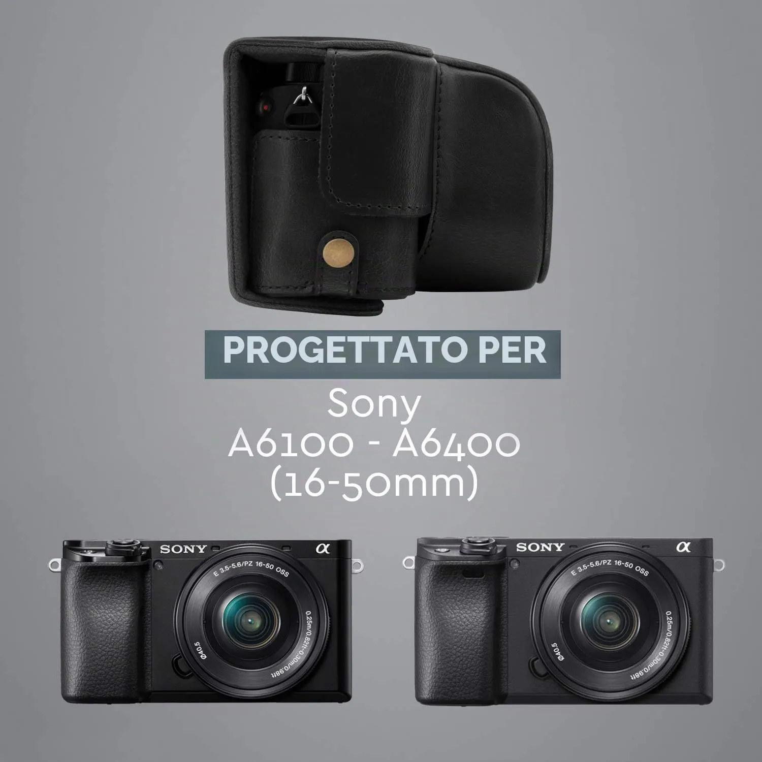 MegaGear MG1651 Custodia Pelle Sony A6100 A6400 Nera