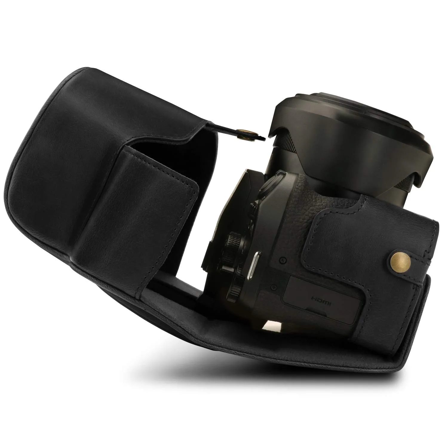 MegaGear Custodia Pelle per Leica V-Lux 5 Nera