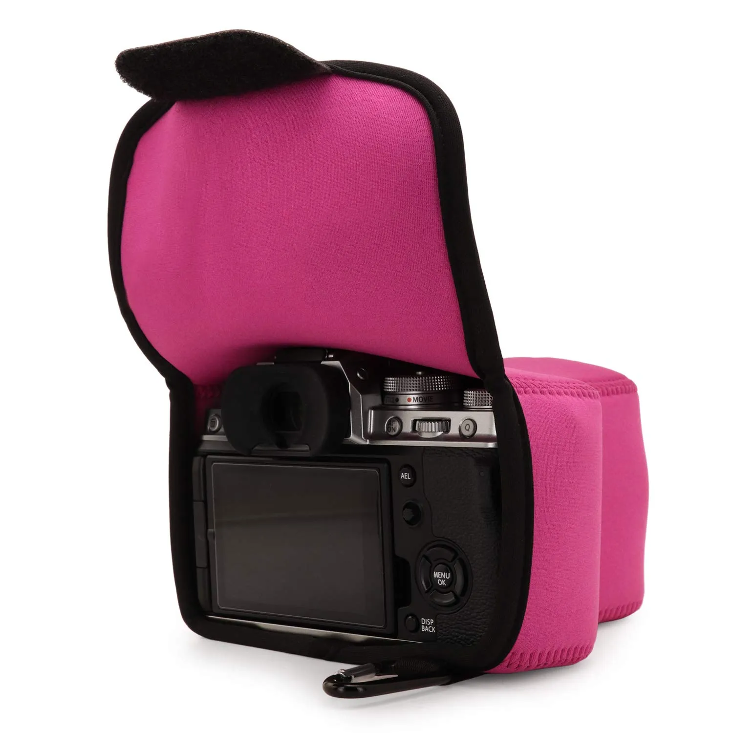 MegaGear MG1920 custodia neoprene Fujifilm X-T4 rosa acceso