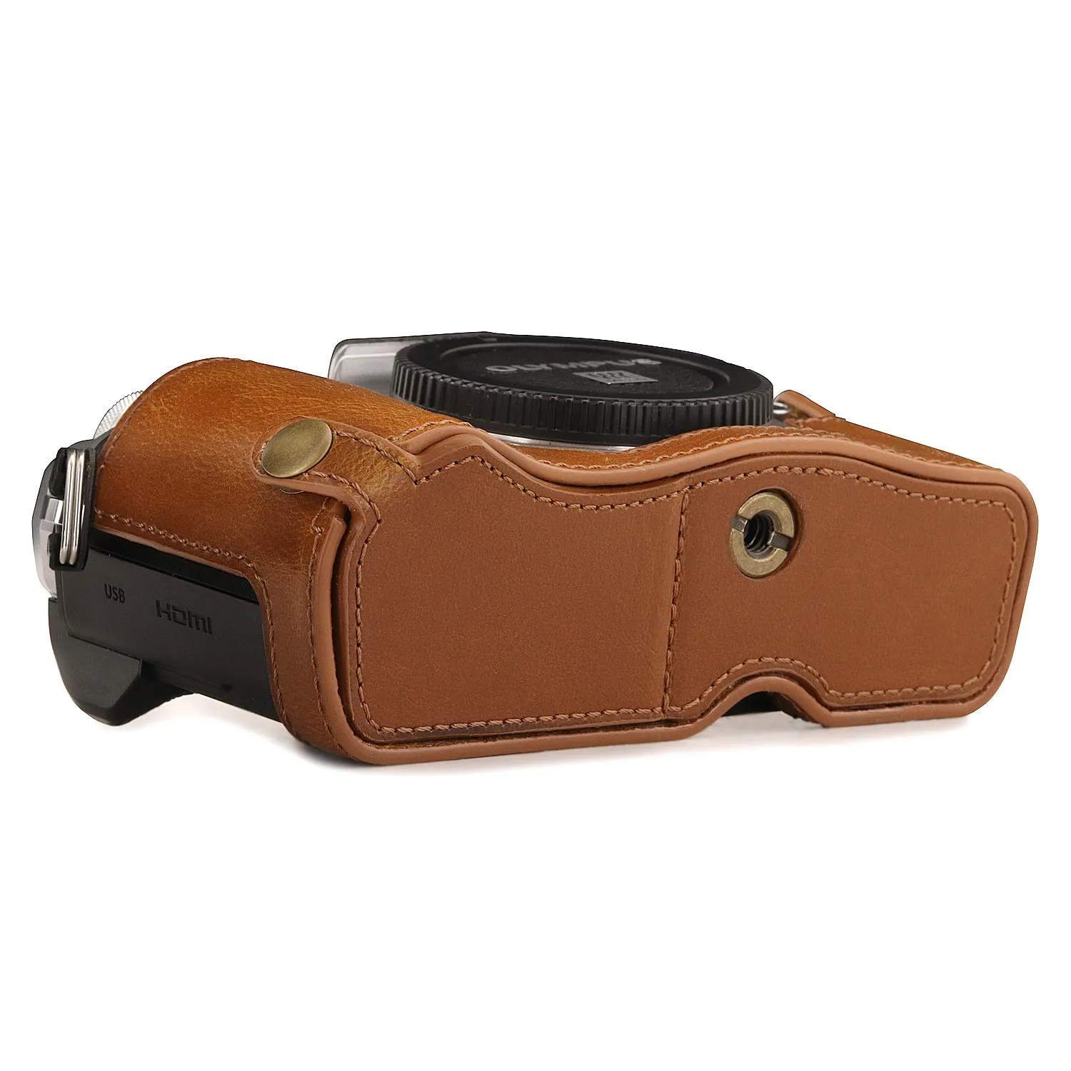 MegaGear MG971 Mezza Custodia Olympus E-M10 Marrone Chiaro