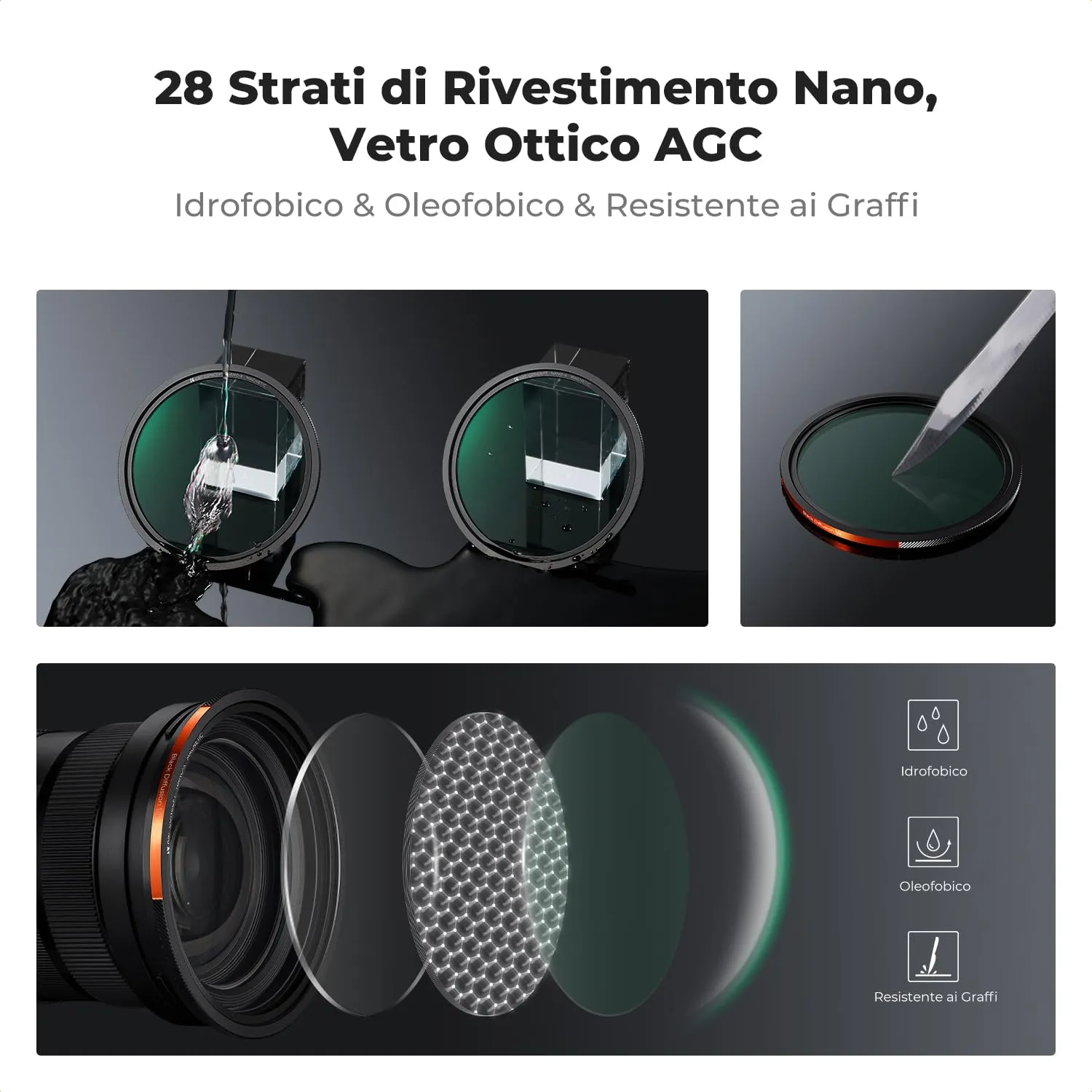 K&F Concept Nano-Xcel CPL ND2-32 Black-Mist 67mm kit filtri magnetici