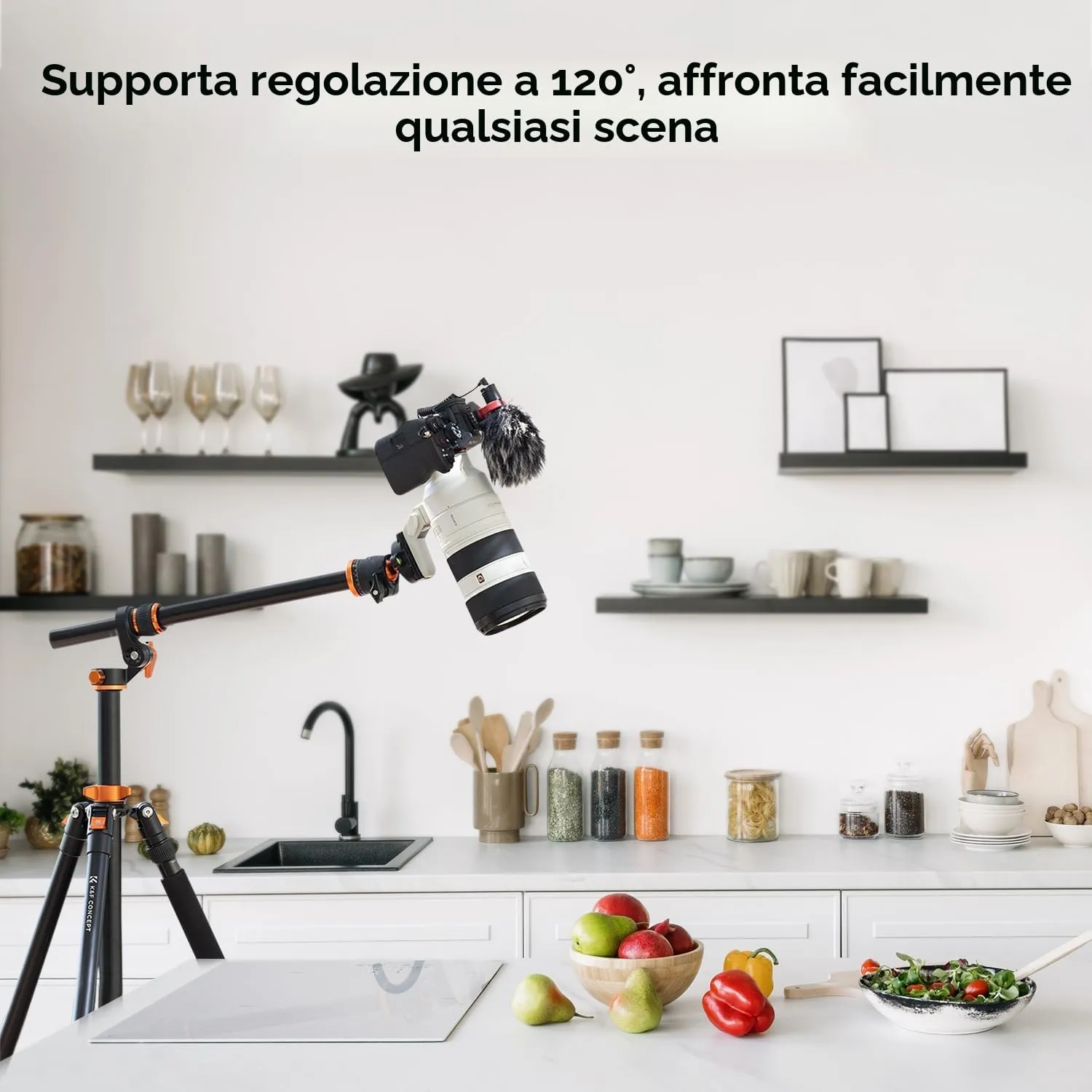 K&F Concept treppiede alluminio 230cm 10kg testa sfera