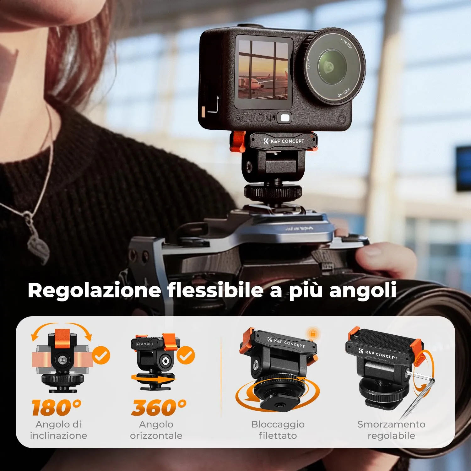 K&F Concept Slitta Fredda Magnetica Supporto Osmo Action 6/Nano