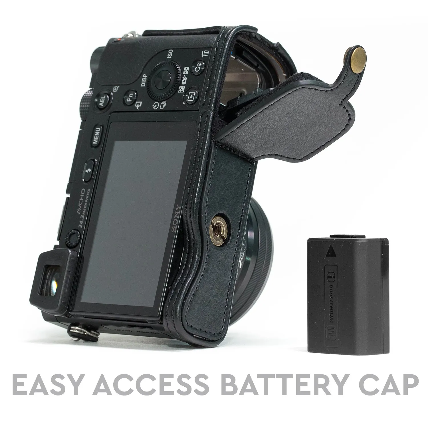 MegaGear Ever Ready Sony A5100 mezza custodia pelle nero