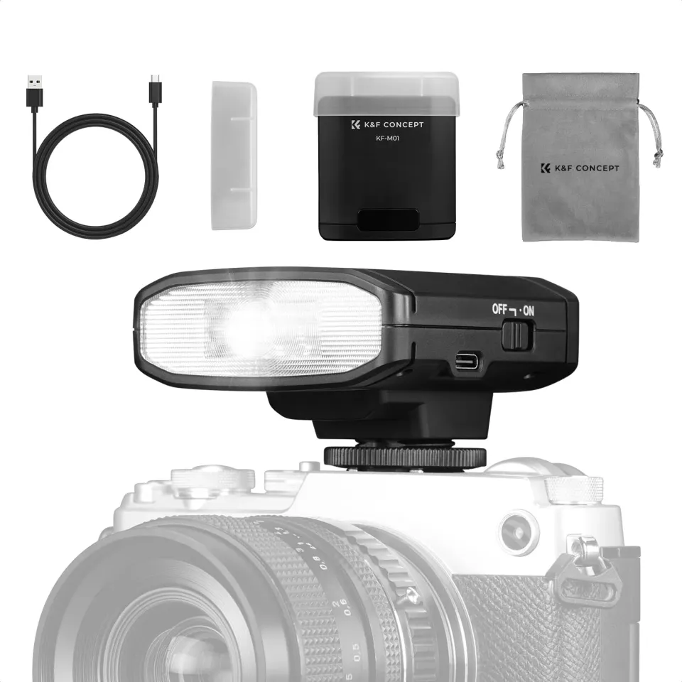 K&F Concept GN12 mini flash fotocamera ricaricabile USB-C