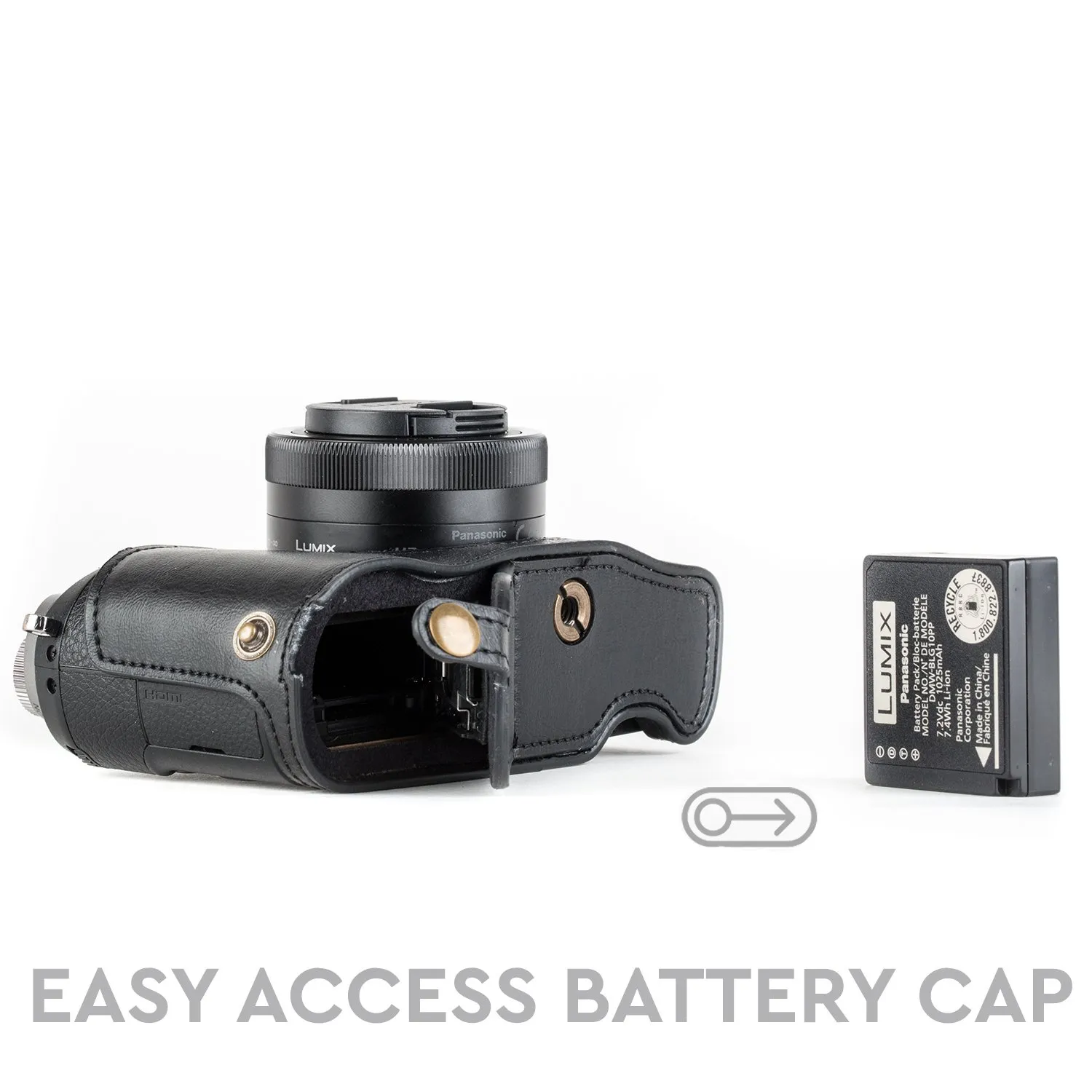 MegaGear Ever Ready Mezza Custodia GX85 GX80 Nero ecopelle