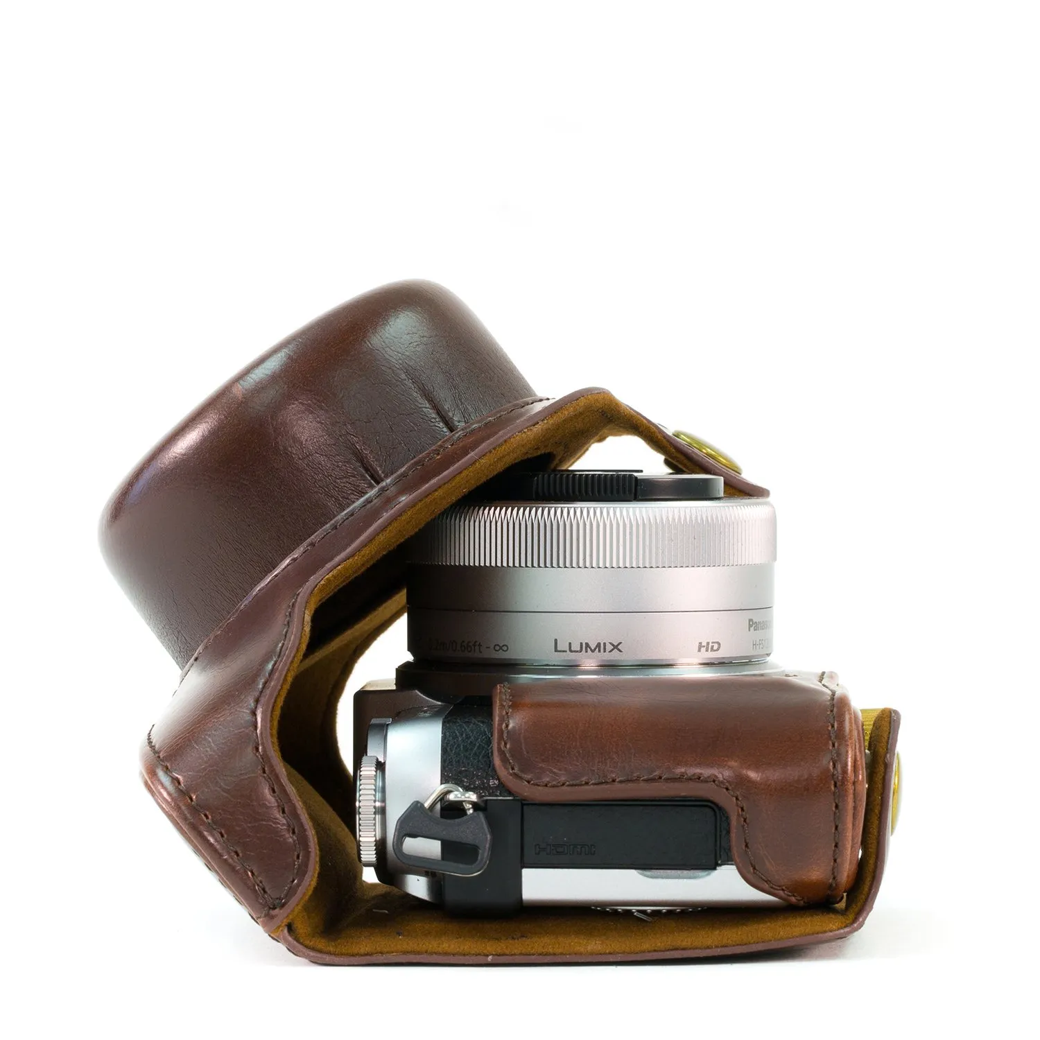 MegaGear MG541 Custodia Flip per Panasonic Lumix Marrone Scuro