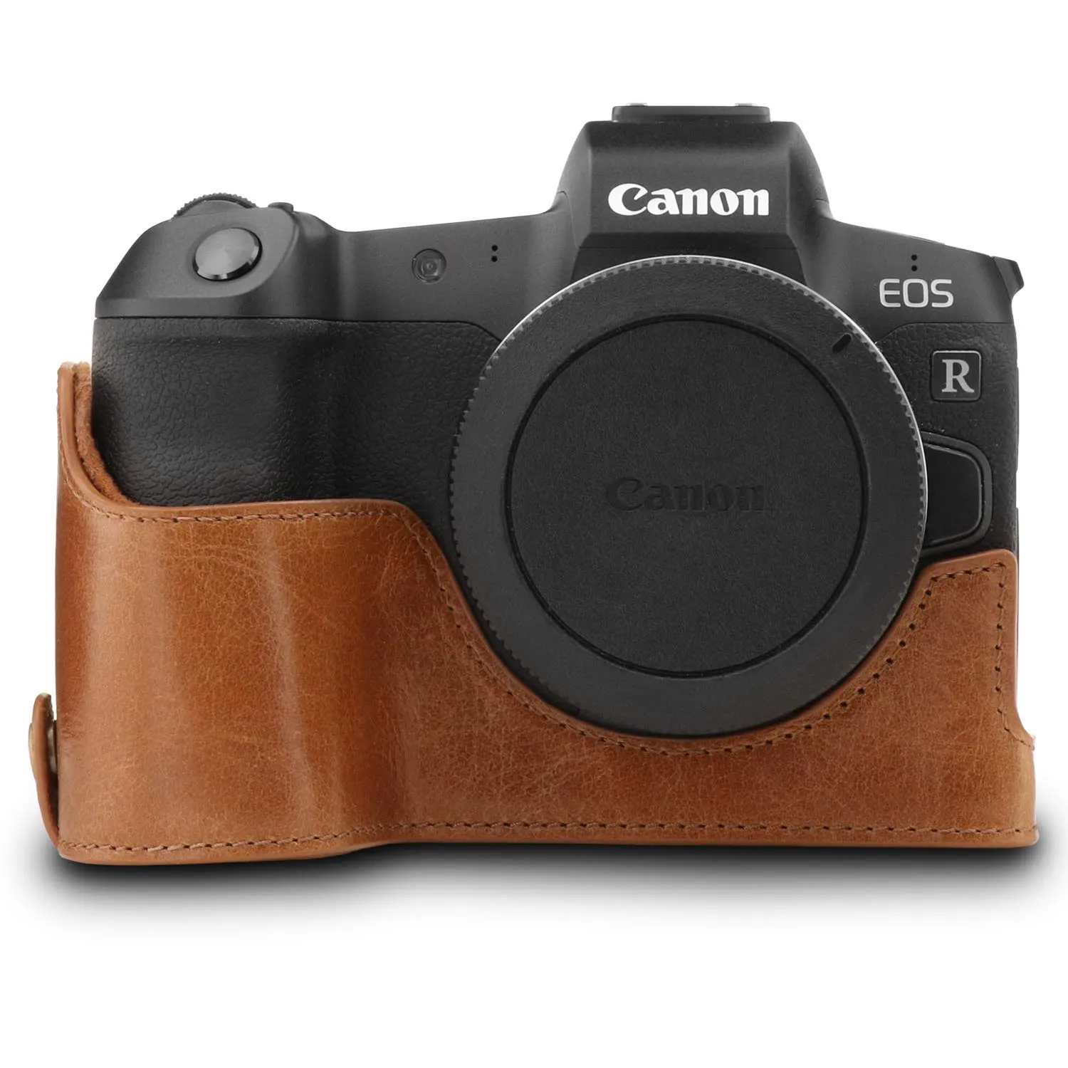 MegaGear Canon EOS R mezza custodia pelle marrone ever ready