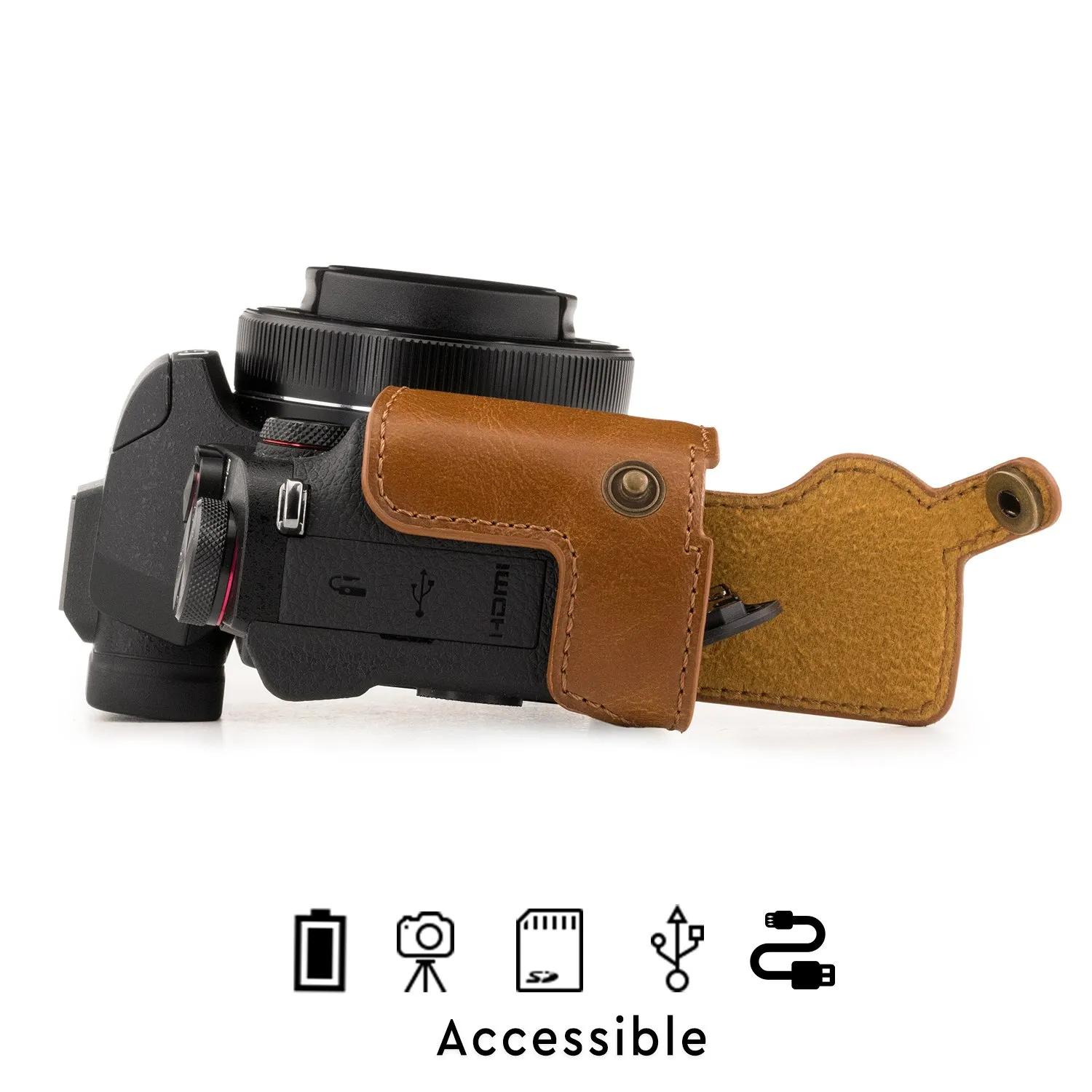 MegaGear MG1389 mezza custodia Canon G1 X III marrone chiaro