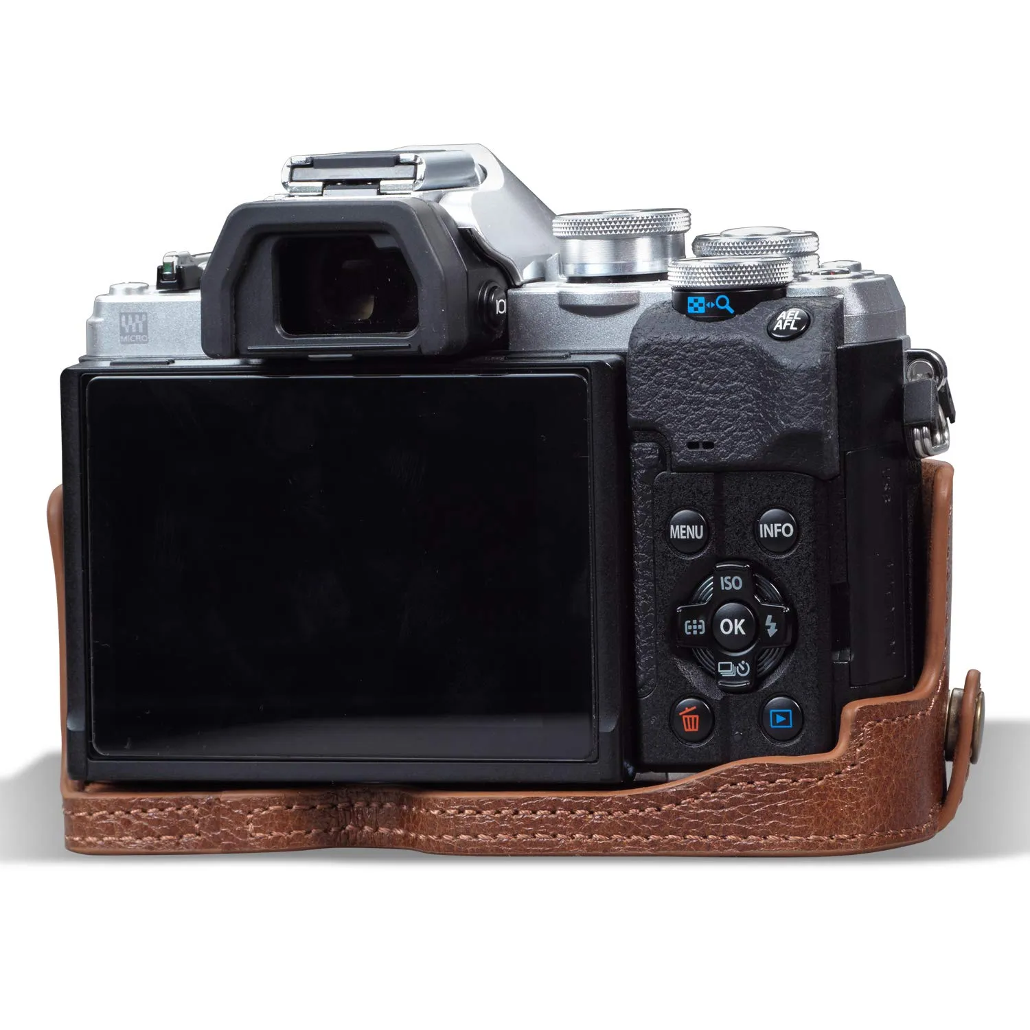 MegaGear Ever Ready mezza custodia pelle Olympus E-M10 IV marrone