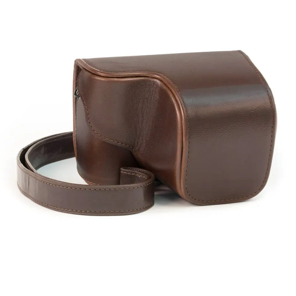 MegaGear Custodia Pelle Marrone Scuro per Sony A5000 A5100 16-50mm