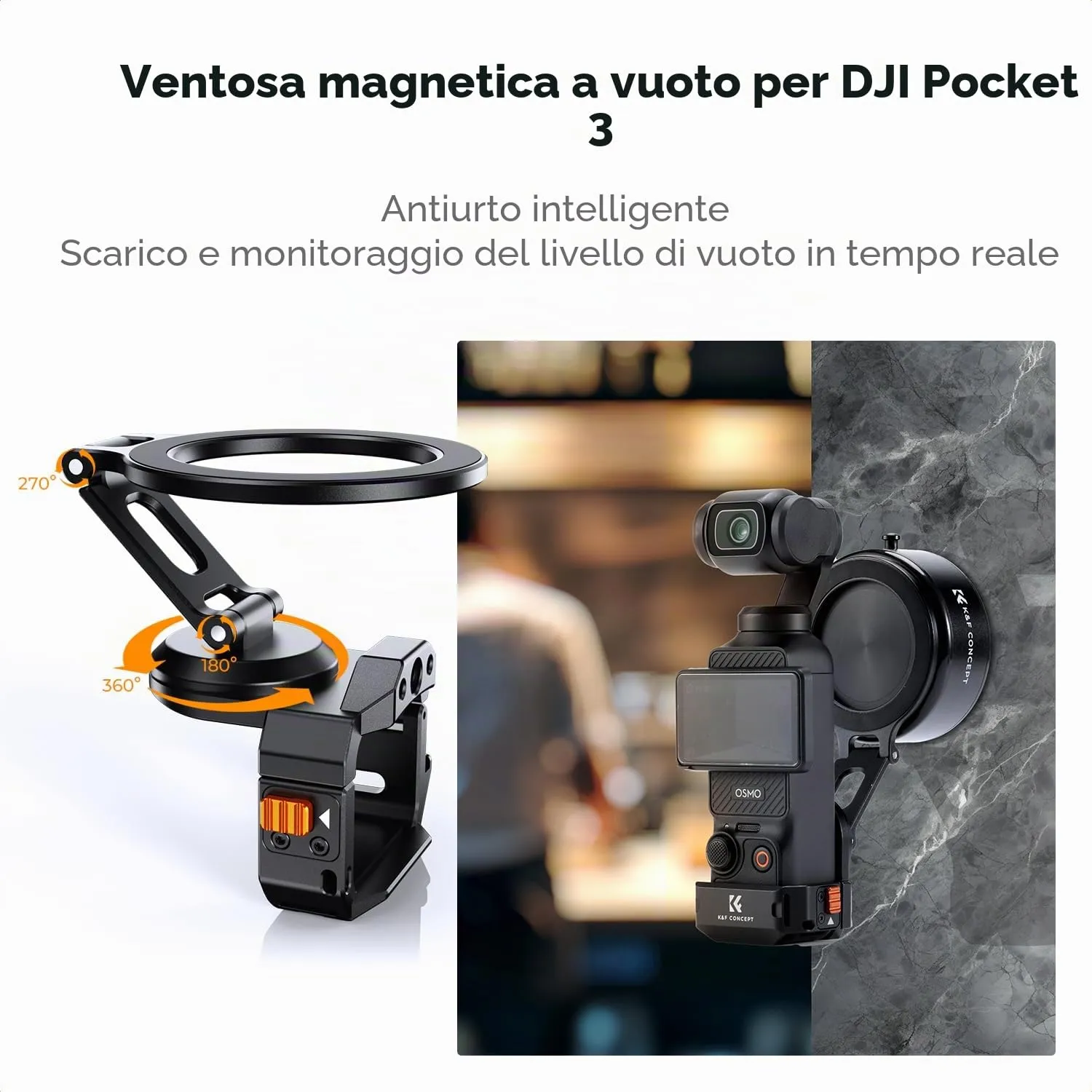 K&F Concept Combo Supporto Magnetico Ventosa Auto Pocket 3
