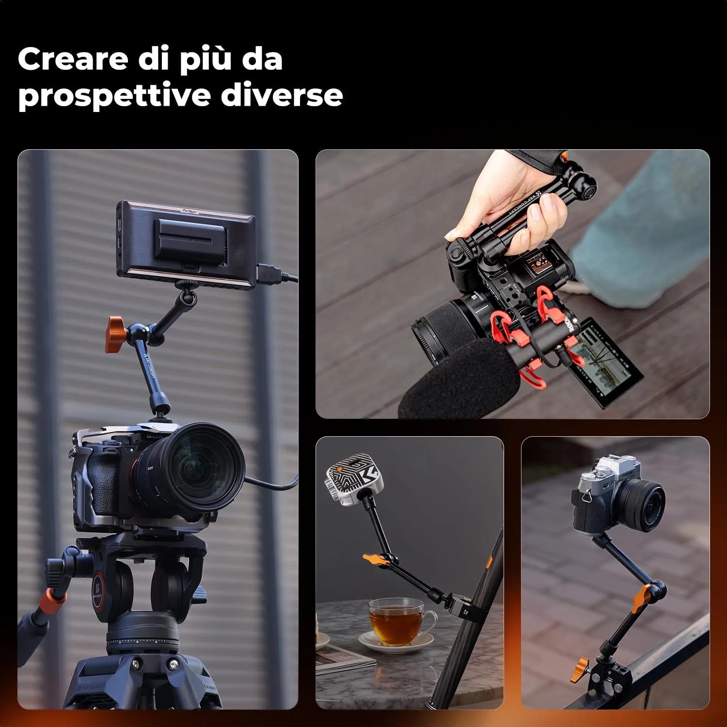 K&F Concept Braccio Magico 9.8" con Super Clamp 2kg