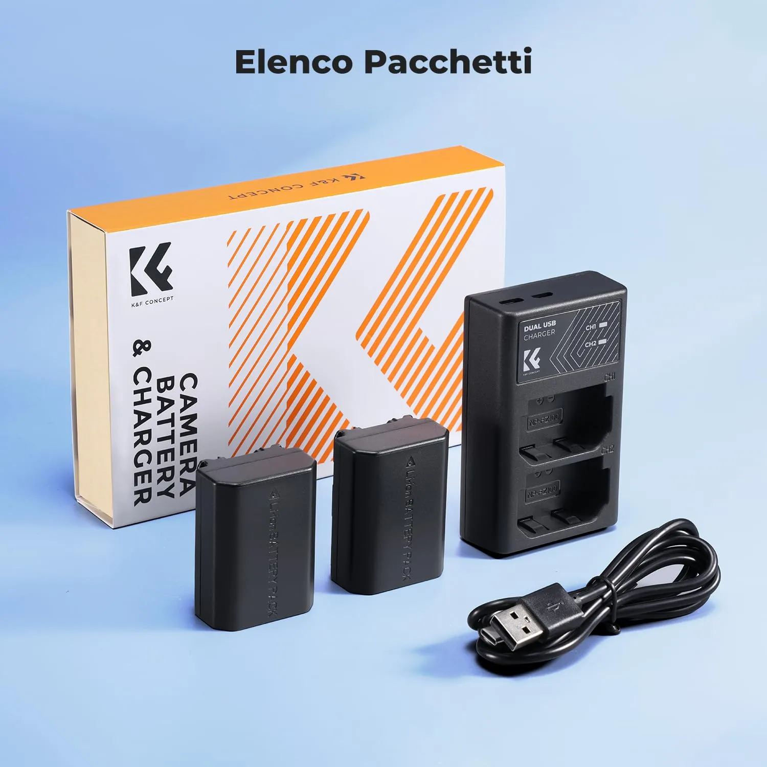 K&F Concept NP-FZ100 Batteria Doppia con Caricatore USB 2 Slot