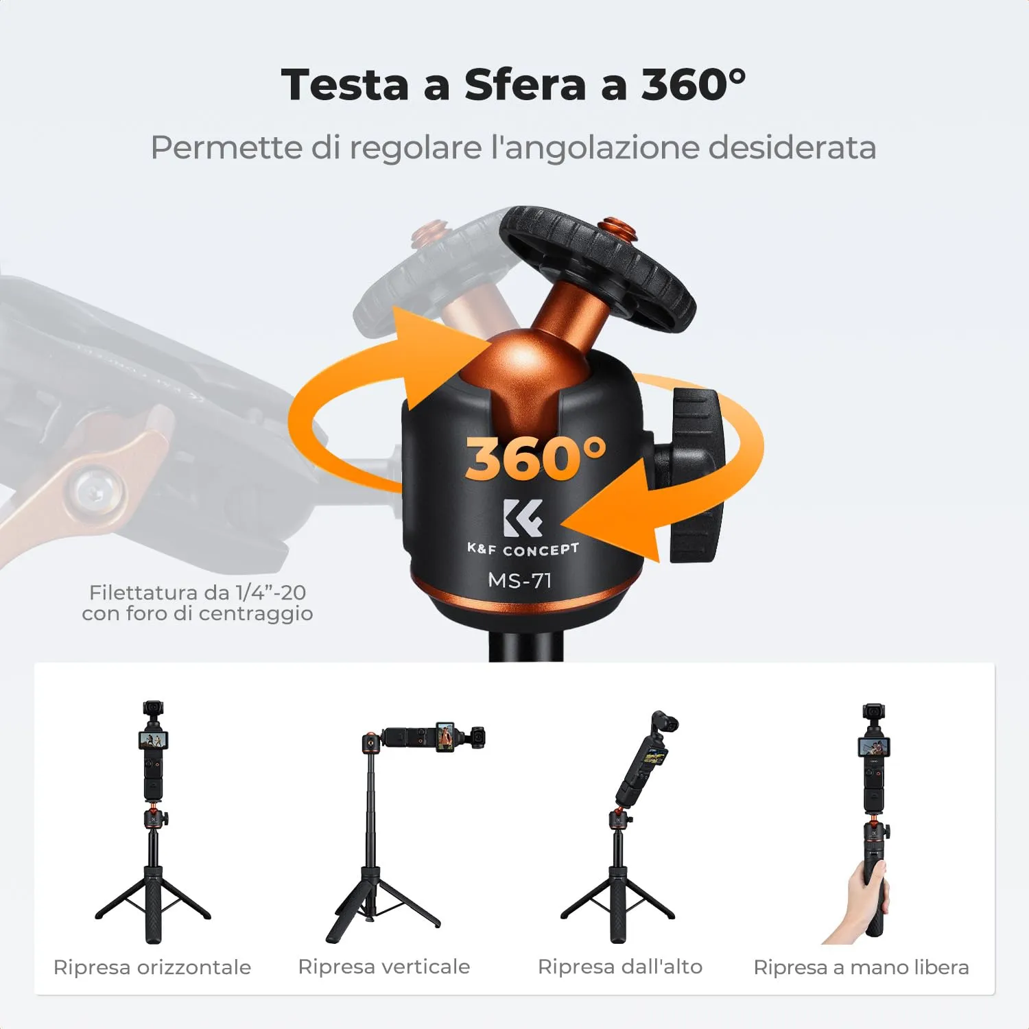 K&F Concept 65cm Treppiede Smartphone con Telecomando