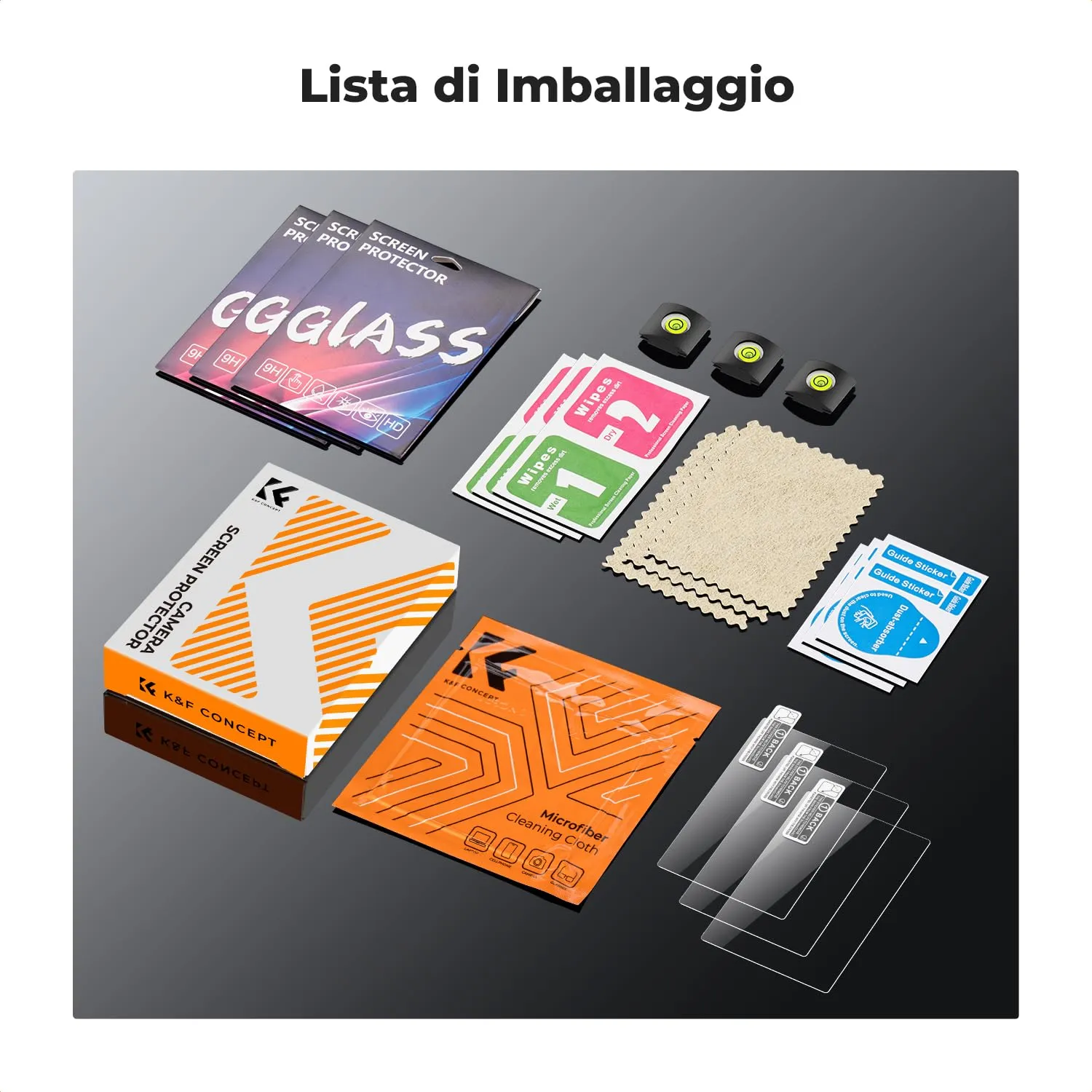 K&F Concept Pellicola Vetro Canon R6 R7 3 Pezzi 9H