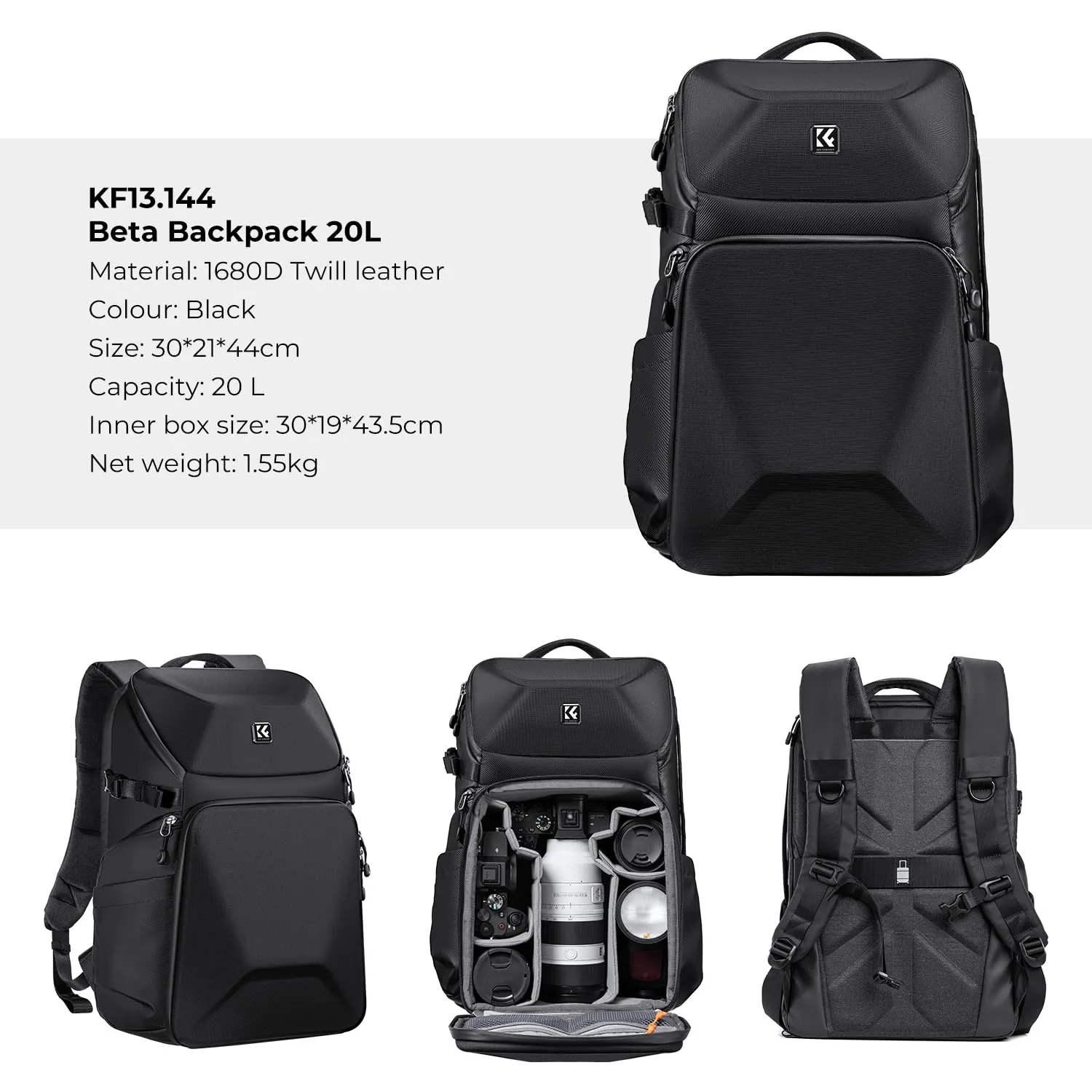 K&F Concept zaino fotocamera 20L impermeabile reflex