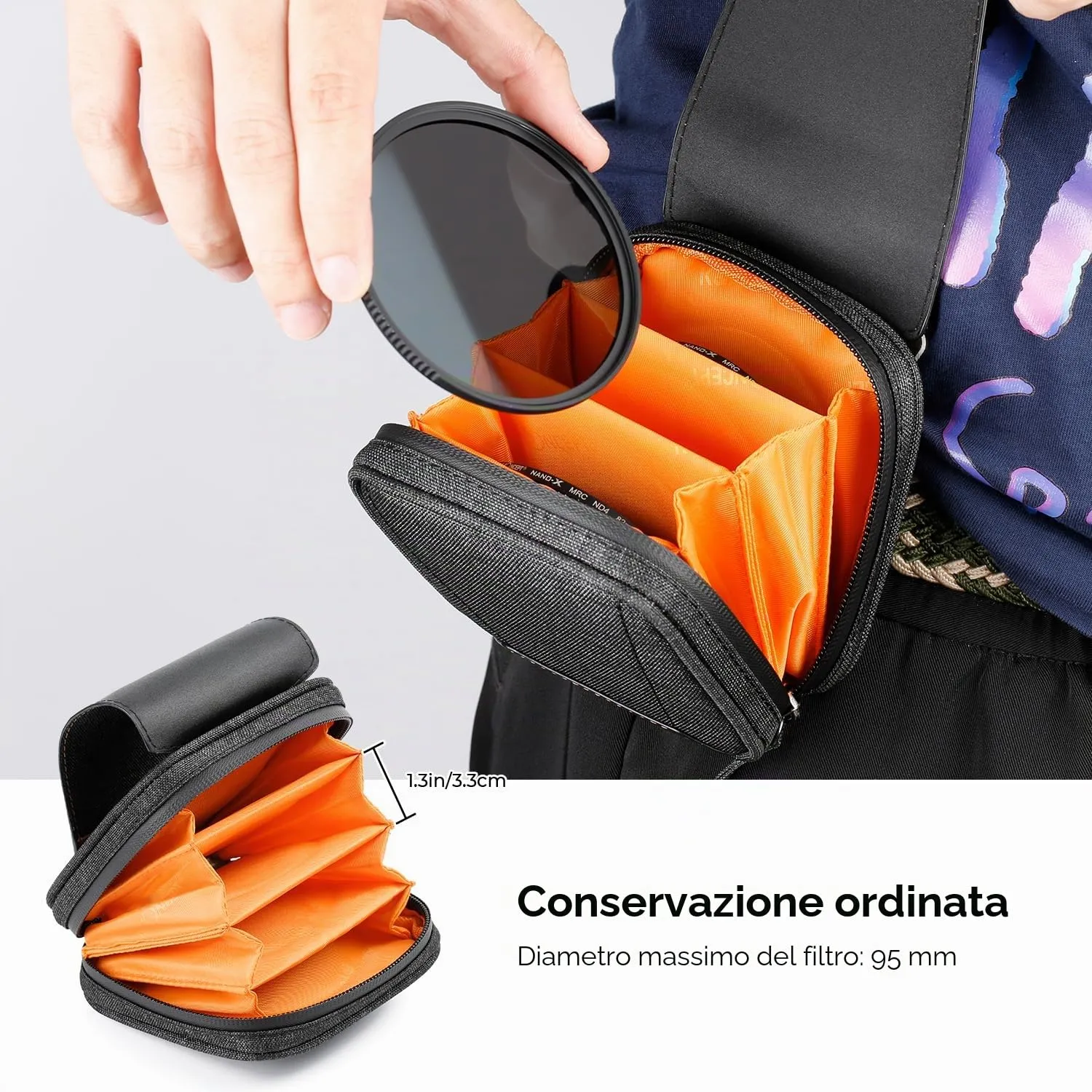 K&F Concept custodia portafiltri 95mm 4 posti impermeabile
